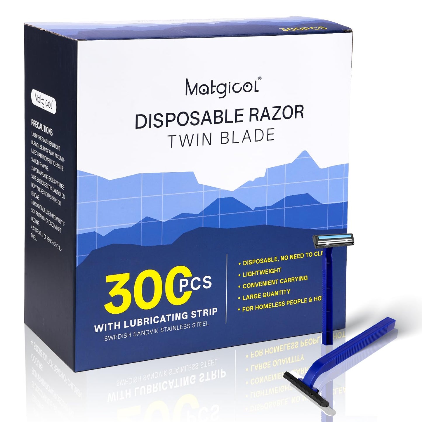 Disposable Razors Bulk for Shave - Mens Bulk Razors for Shaving with Lubricating Strip & 2 Stainless Steel Blades, Multipurpose Portable Supply Razor for Bathing Hotel Travel（300 Count）
