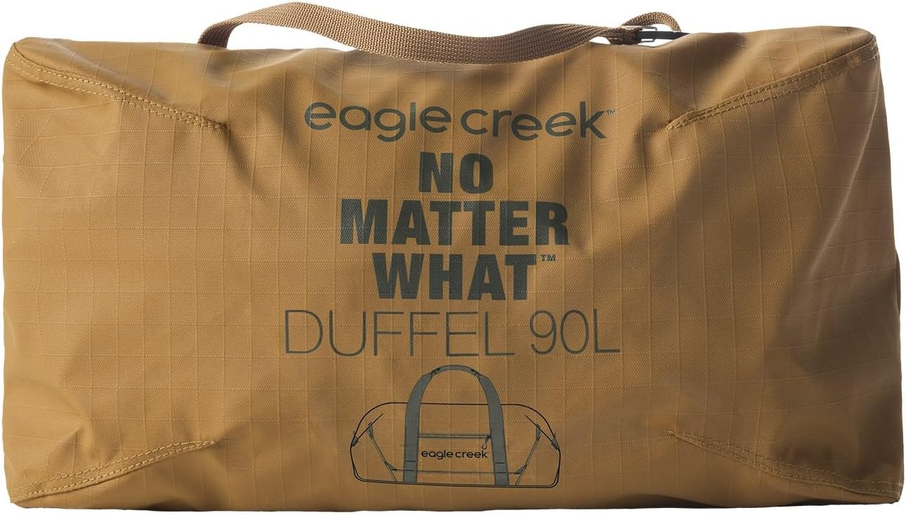 Eagle Creek No Matter What Duffel Bag - Eco Friendly Duffel for Sustainable Travel - Adjustable Shoulder Strap - Multiple Carry Options - Easy to Store - Safari Brown - 90L