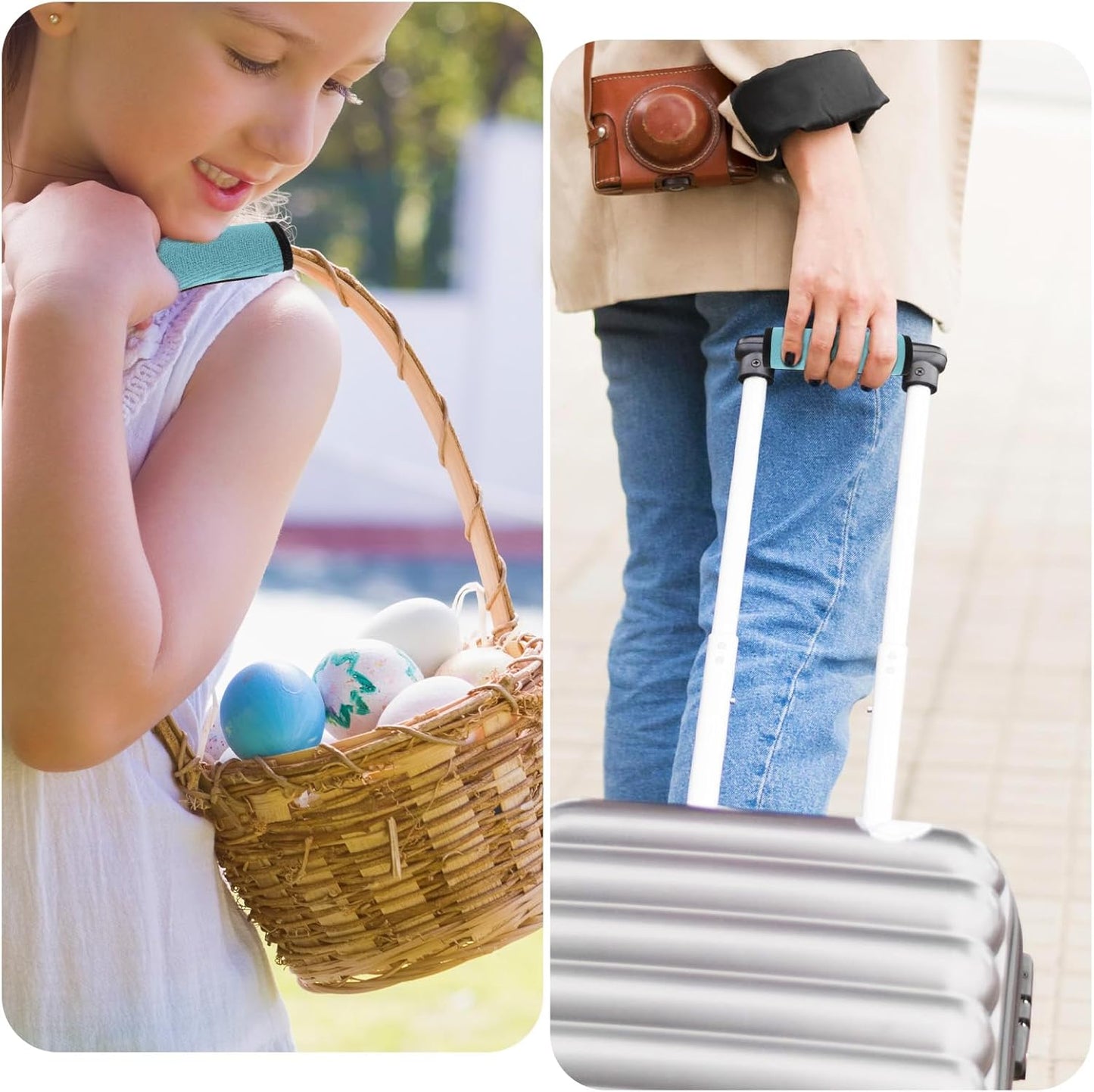 2 Pack Luggage Handle Wraps for Suitcase Bright Color Luggage Handle Covers Suitcase Tags identifiers Travel Accessories for Airplane/Flying (Sky Blue)