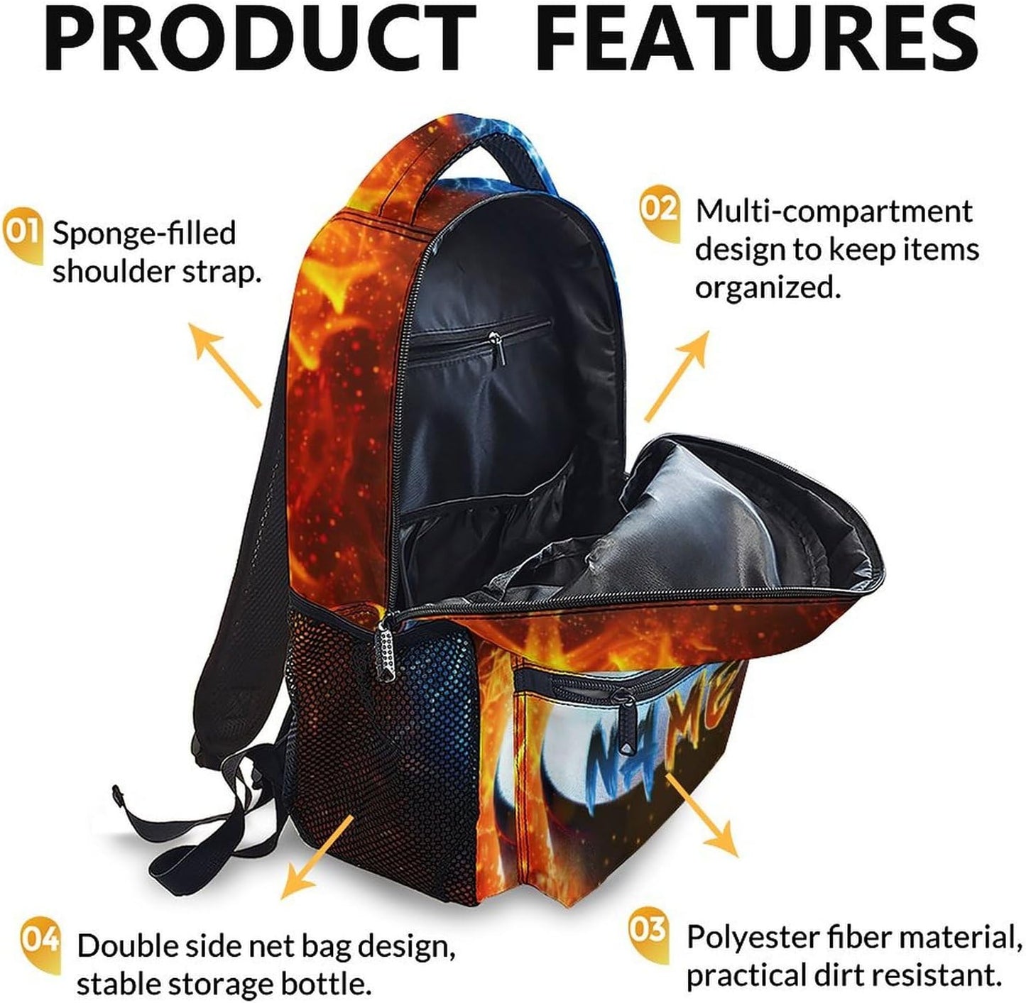 Boys Backpack for School - Ice Hockey Backpacks with Custom Name for Kids Teens Elementary Middle Primary High Senior - 17 Inch Lightweight Large Capacity Sport Themed Bookbag Gift