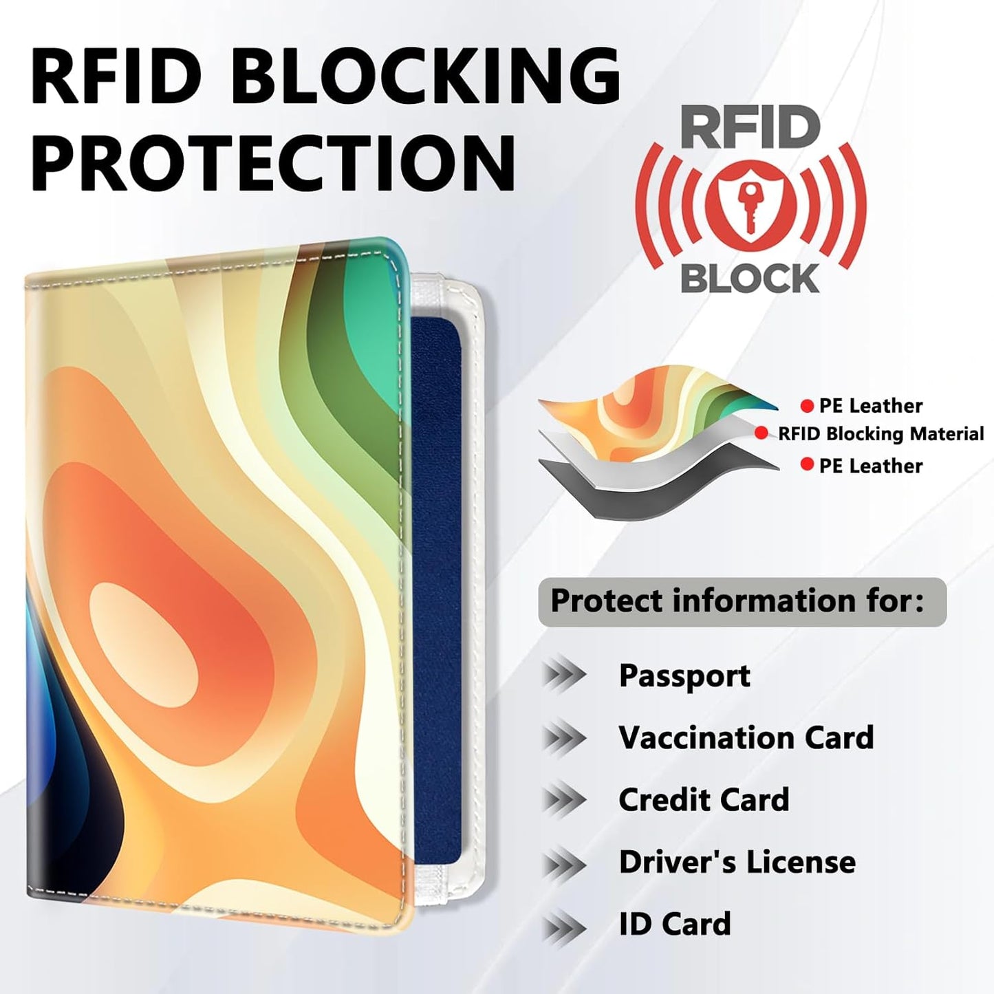 Passport Holder for Travel, Cute Passport Cover for Women Men, Waterproof PU Leather Rfid Blocking Passport Wallet with Credit Card Case for Travel Family, Boys Girls Travel Essentials