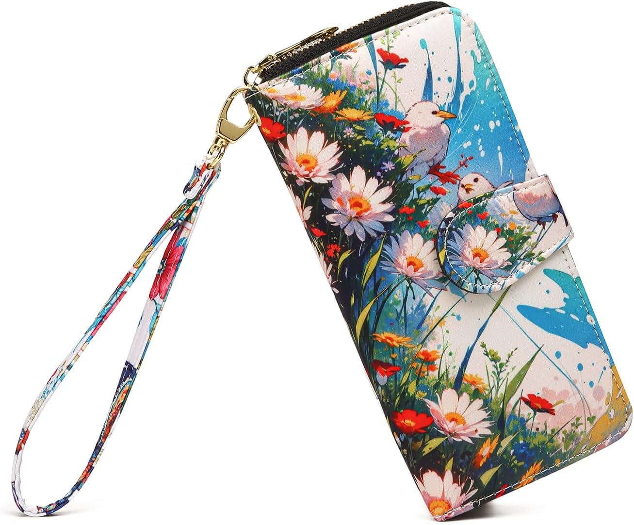 Women Wallet Card RFID For Womens Holder Blocking Credit Small Zipper Purse Pocket Bifold Slim Coin ID Ladies Wristlet Clutch Large Capacity Window Case Travel Zip Women's