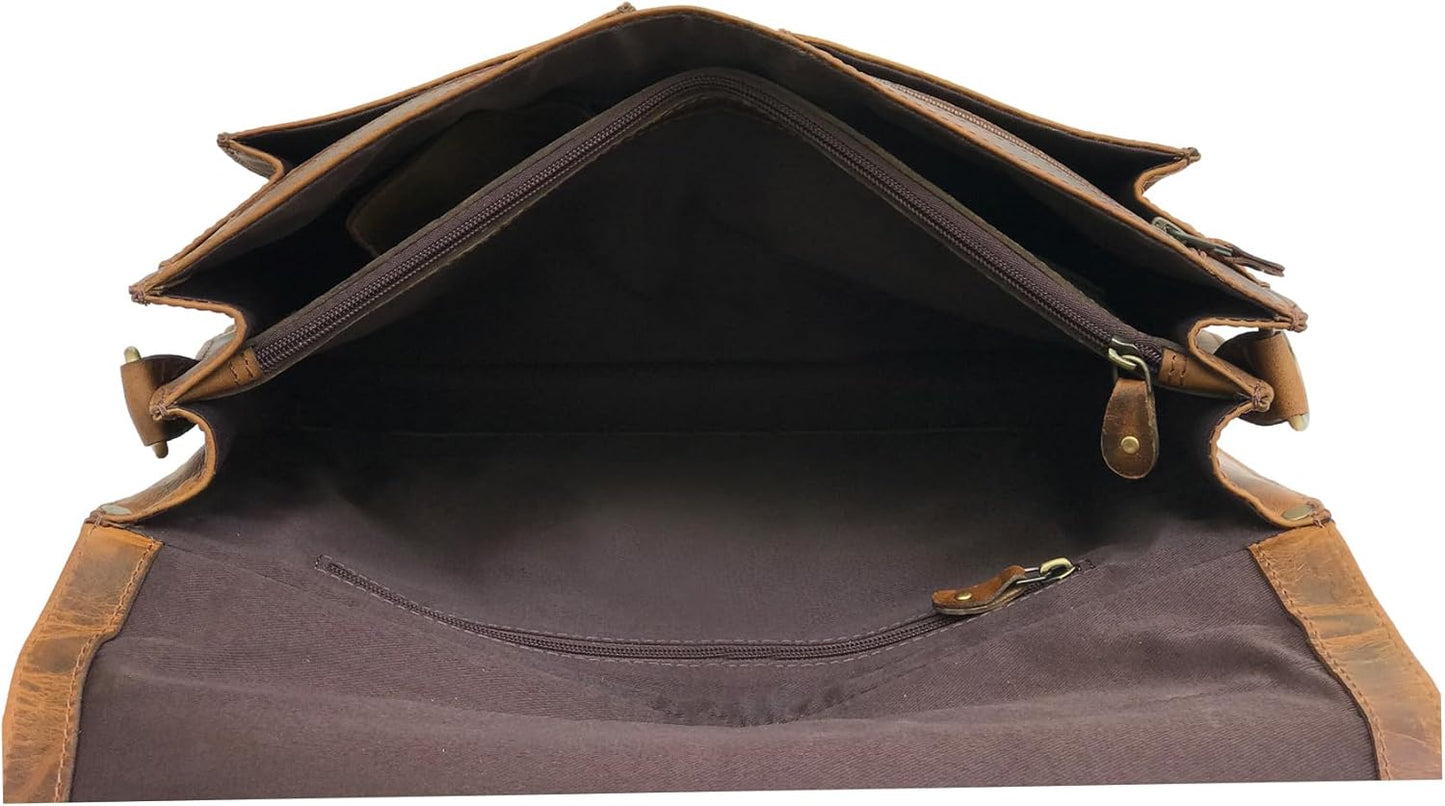 VANSI Leather Laptop Bag Brief Case cross Body Messenger Bag Office Bag For Men and Women 16"