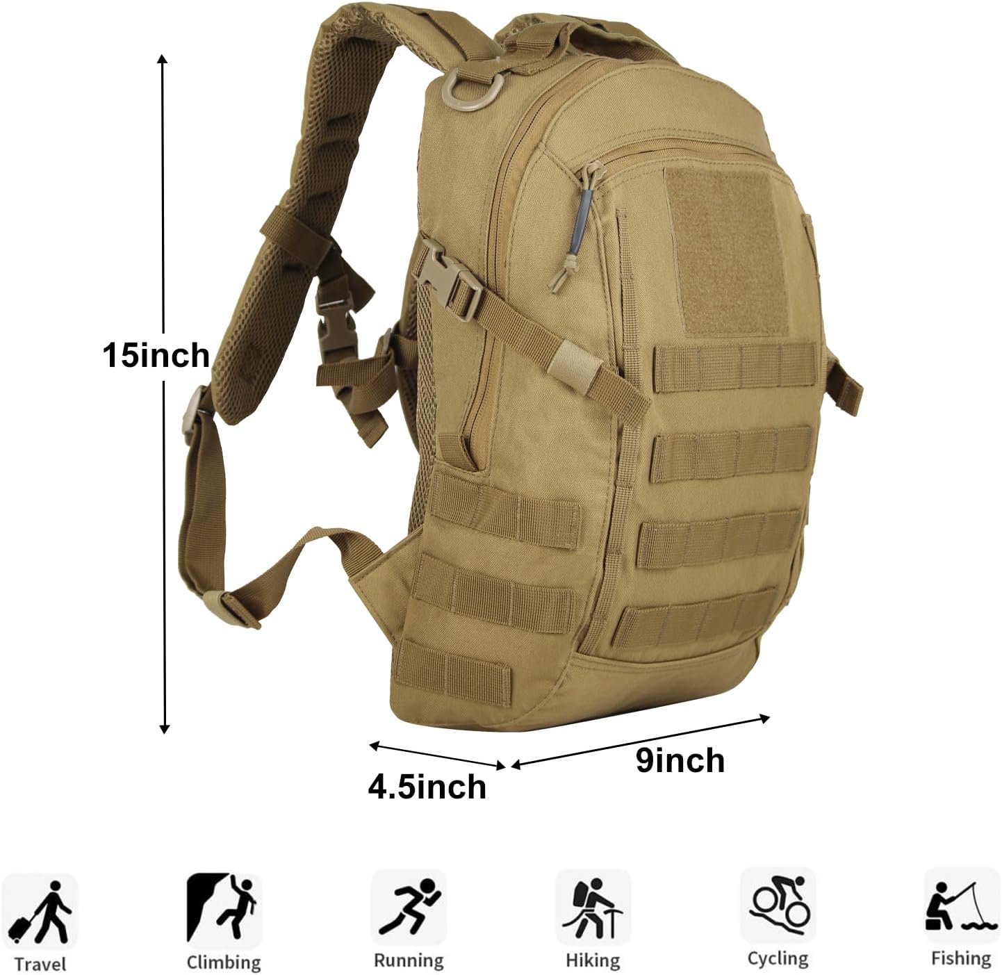 Small Tactical Backpack Military Daypack 12L Molle Bag Rucksack Army Daypack for