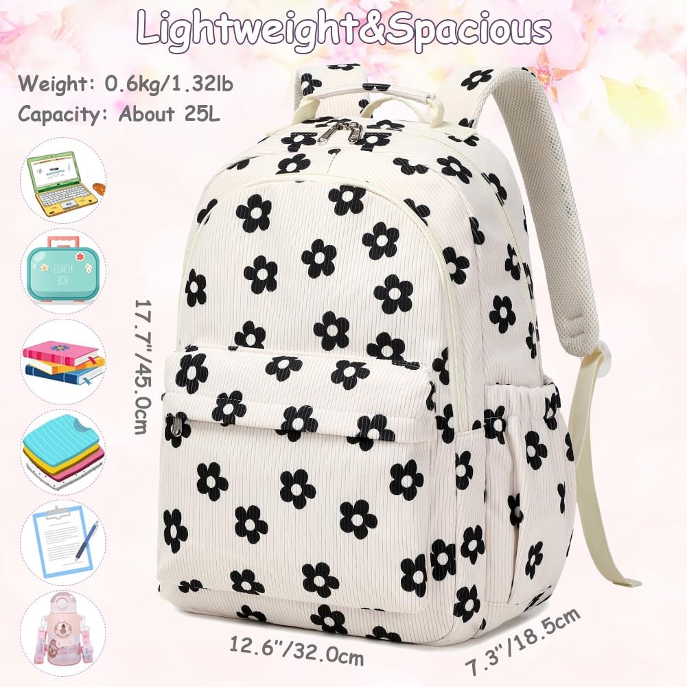 Meisohua School Backpack for Teen Girls Kids Bookbags Elementary High School Bags Corduroy Laptop Bag for Girls Women 17 inch Travel Daypacks