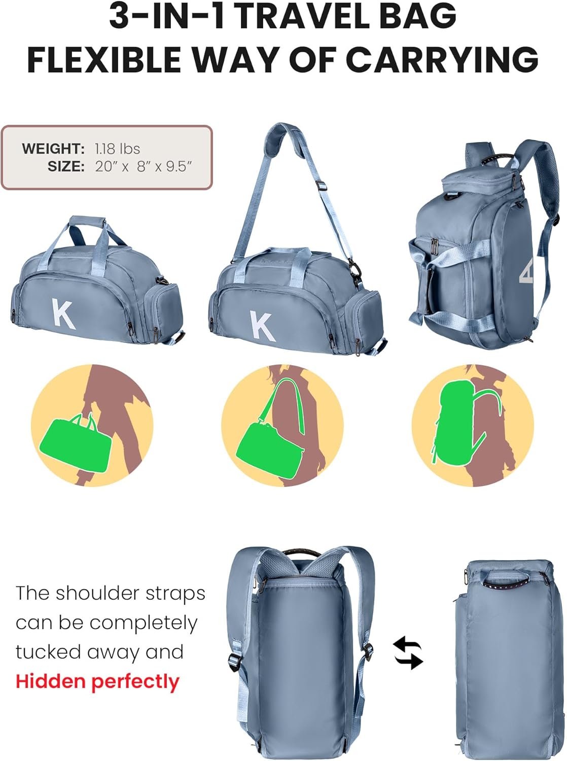 Birthday Gifts for 6 7 8 9 10 Year Old Girls, Initial Gym Bags with Shoe Compartment, Dance Bag for Girls, Monogram Kid Overnight Bags, Trendy Stuff Cute Present(Letter E)