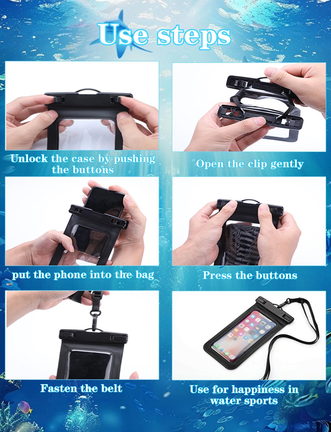 Famoby 5 Pack Multicolor Waterproof Phone Pouch, Cell Phone Case Dry Bag,Protection Level: