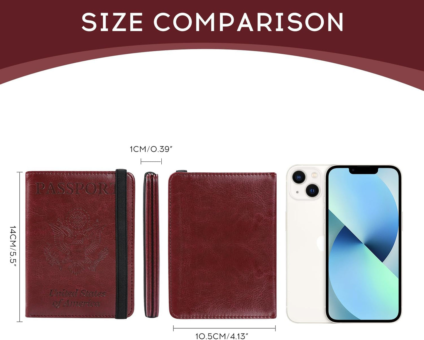 ILIYAH-Passport Cover-Passport Holder for Travel Women/Men Passport Wallet Case Travel Accessories Card Holder Wallet Unisex Travel Gifts(Burgundy)