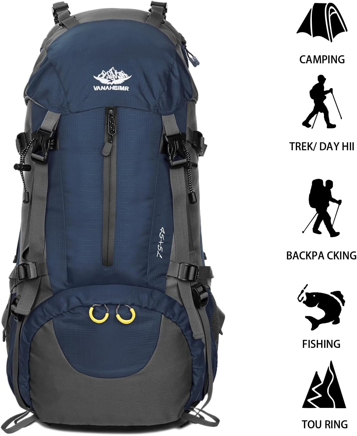 Esup 50L Hiking Backpack Men Camping Backpack with rain cover 45l+5l Lightweight Backpacking Backpack Travel Backpack