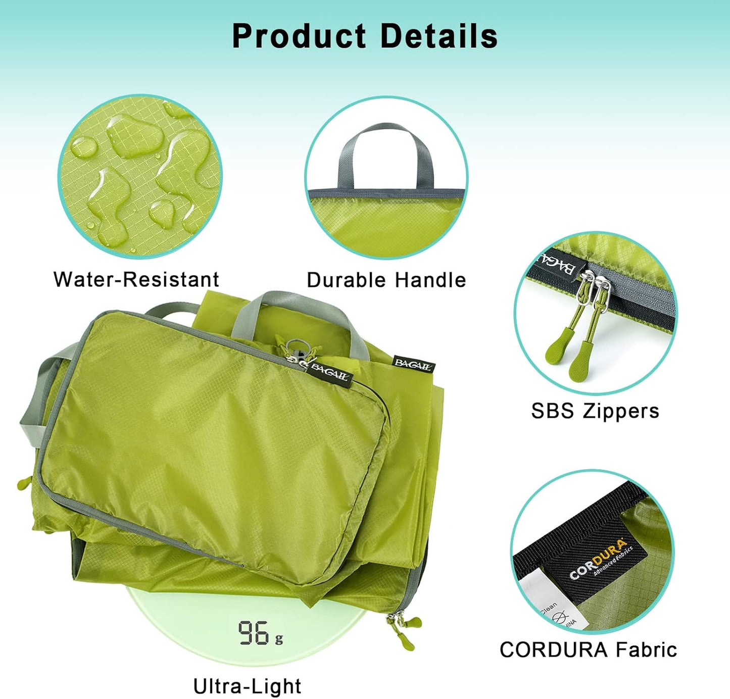 BAGAIL 6 Set Ultralight Compression Packing Cubes Packing Organizer for Travel Accessories Luggage Suitcase Backpack