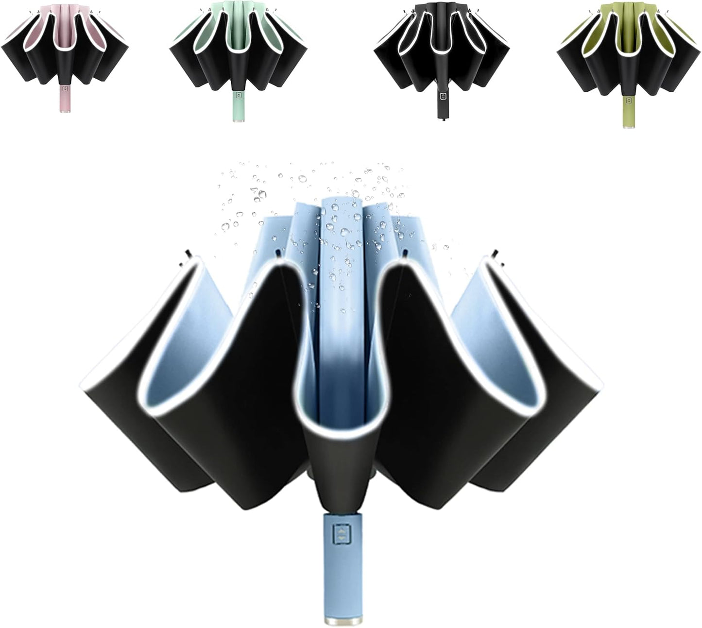 BAODINI Inverted UV Umbrella for Rain and Sun Medium Size UPF 50+ Rverse Compact Umbrella Auto Open Close