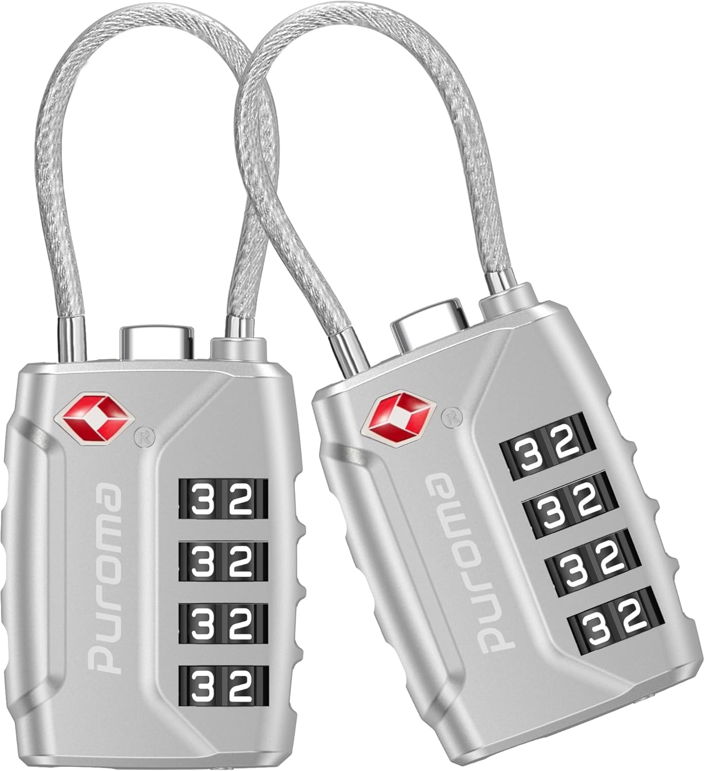 Puroma 2 Pack TSA Approved Luggage Lock, 4 Digit Combination Travel Locks Resettable Code Lock with