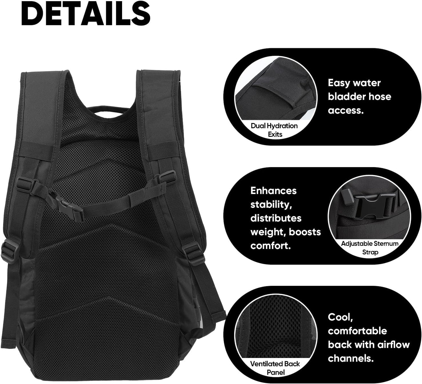 35L Tactical Backpack for Men, MOLLE Military Bug Out Bag, Waterproof Rucksack for Hiking with