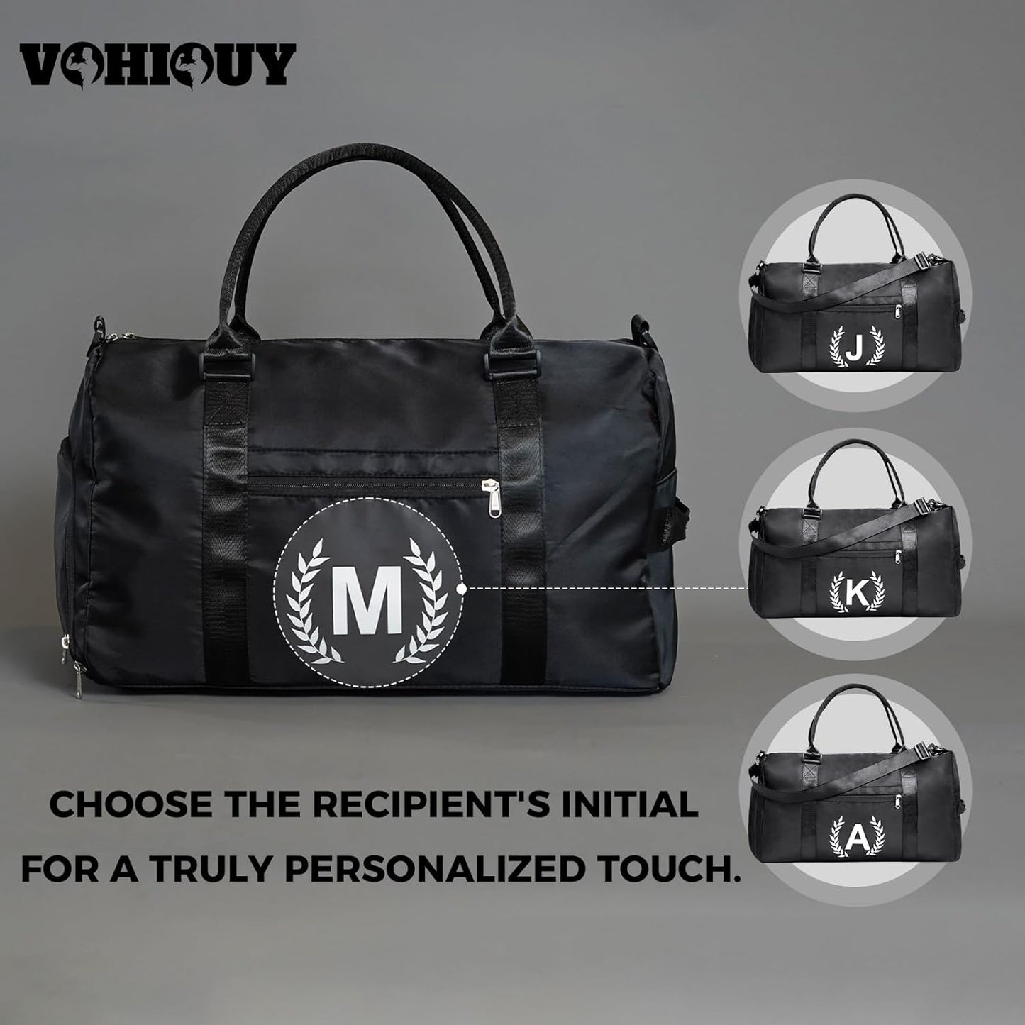 Gym Bag with Shoe Compartment - Personalized Monogrammed Duffle for Sports, Travel, and Workout
