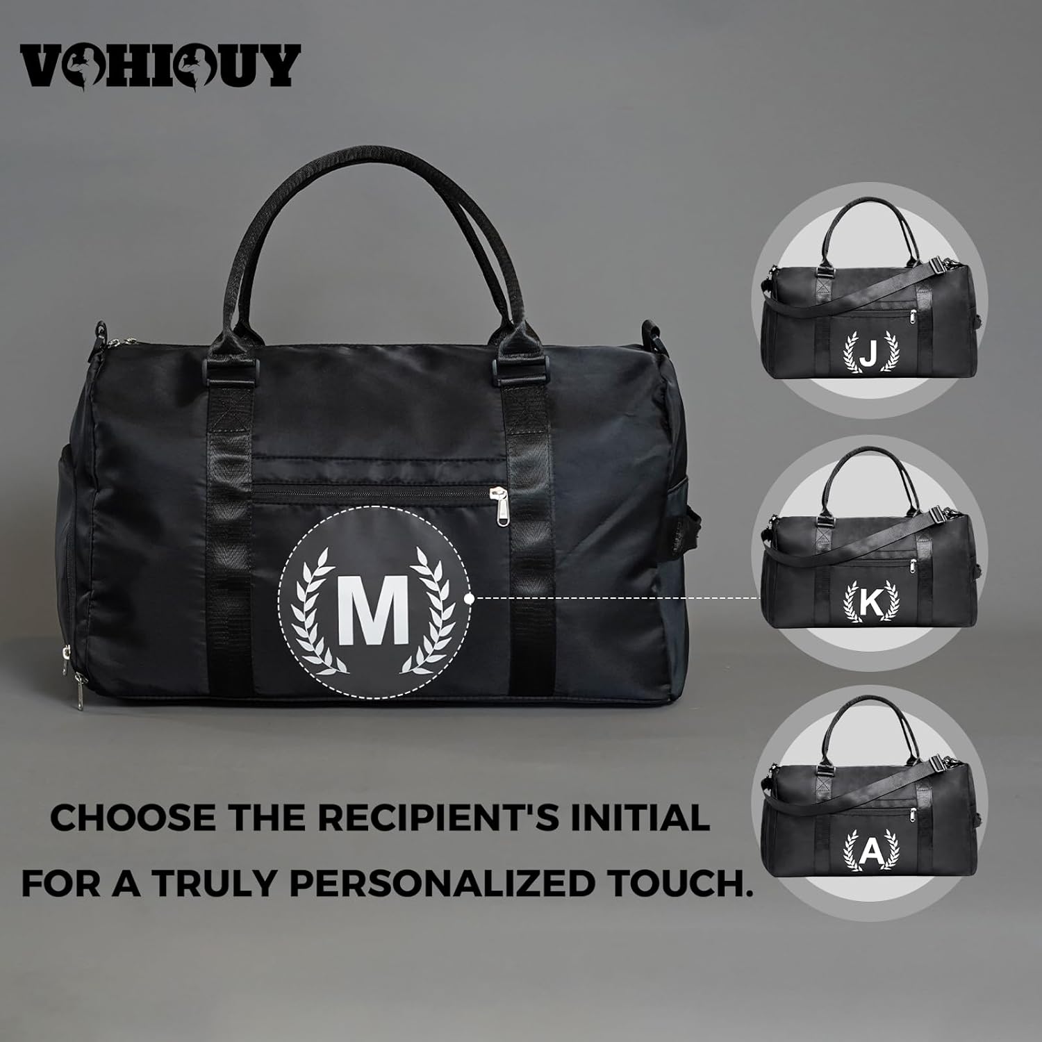 Gym Bag with Shoe Compartment - Personalized Monogrammed Duffle for Sports, Travel, and Workout
