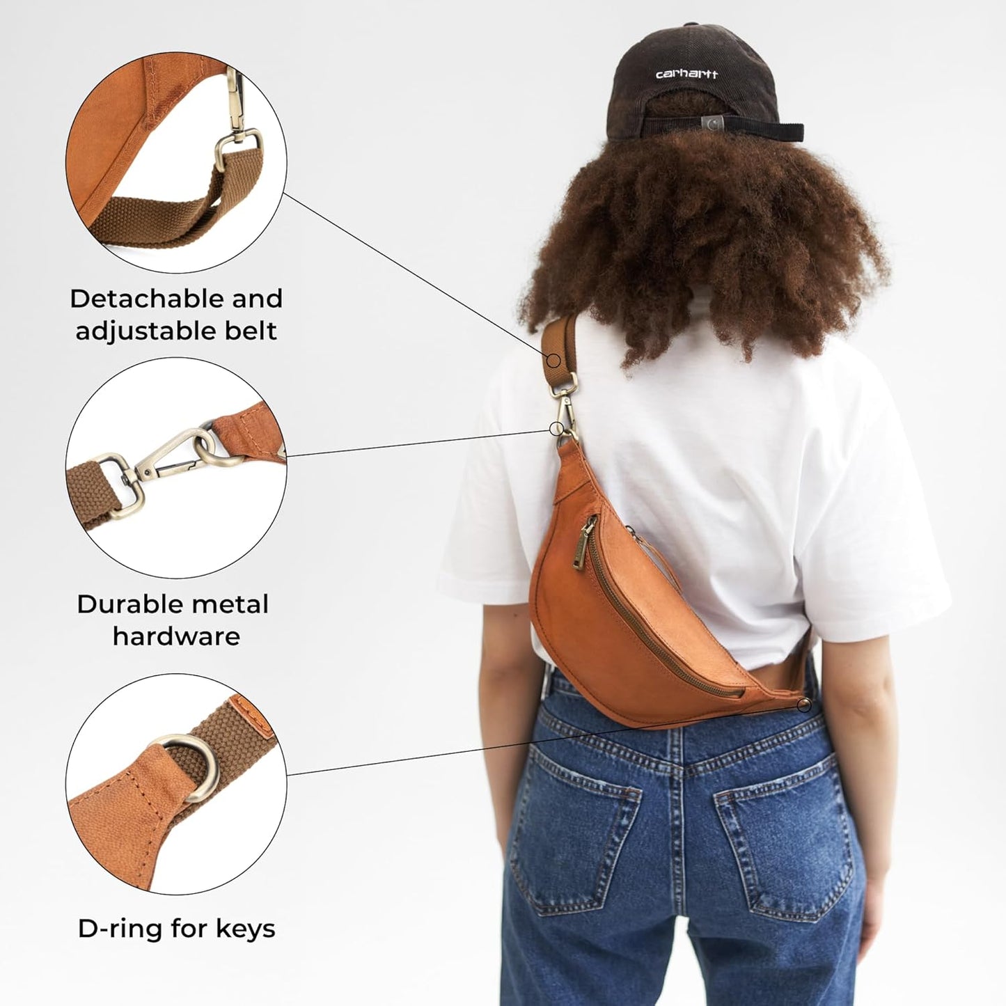 Berliner Bags Vintage Genuine Leather Fanny Pack Kai, Belt Bag, Crossbody Sling Bag for Men and Women - Brown