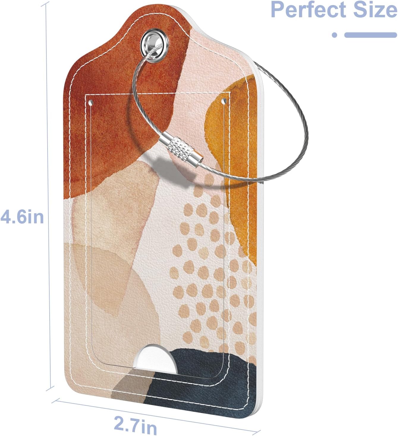 2 Pack PU Leather Luggage Tags for Suitcase, Travel Cruise Luggage Tag with Privacy Flap, Name ID Label and Metal Loop for Women Men Baggage Handbag School Bag Backpack, Modern Art