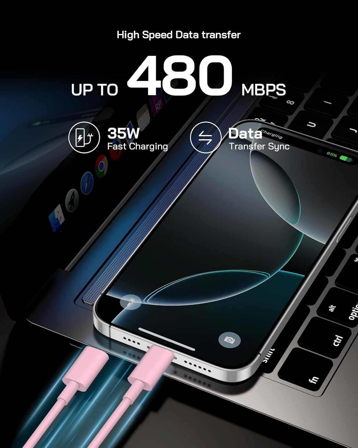 35W i Phone 17 16 15 Charger Fast Charging, 3-Pack USB C Charger Block Type C Chargers 6 FT Type C to C Cable for iPhone 17/17 Air/17 Plus/17 Pro/17 Pro Max/16/16 Plus/16 Pro Max/15 Series-Pink