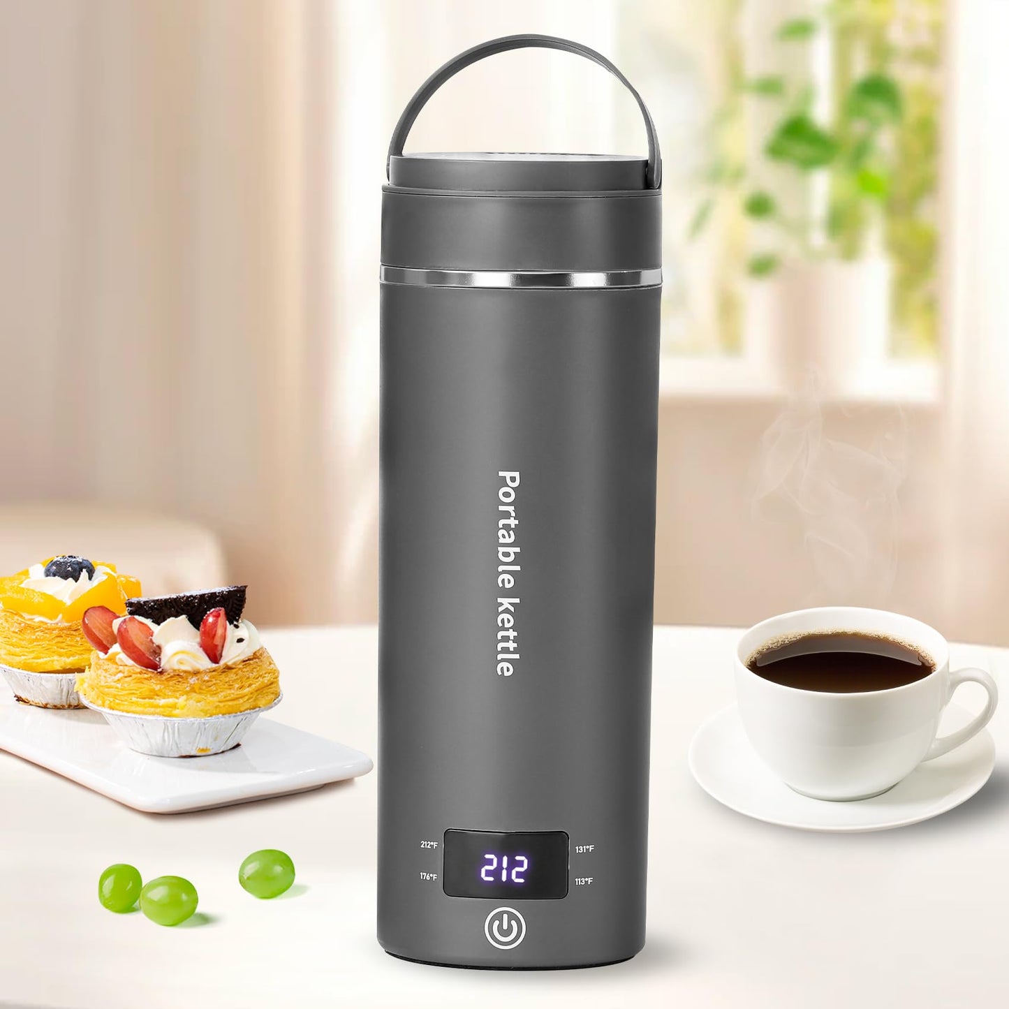 Touxila Portable Electric Kettle for Travel 120V, 13.5oz, 4 Temp Settings