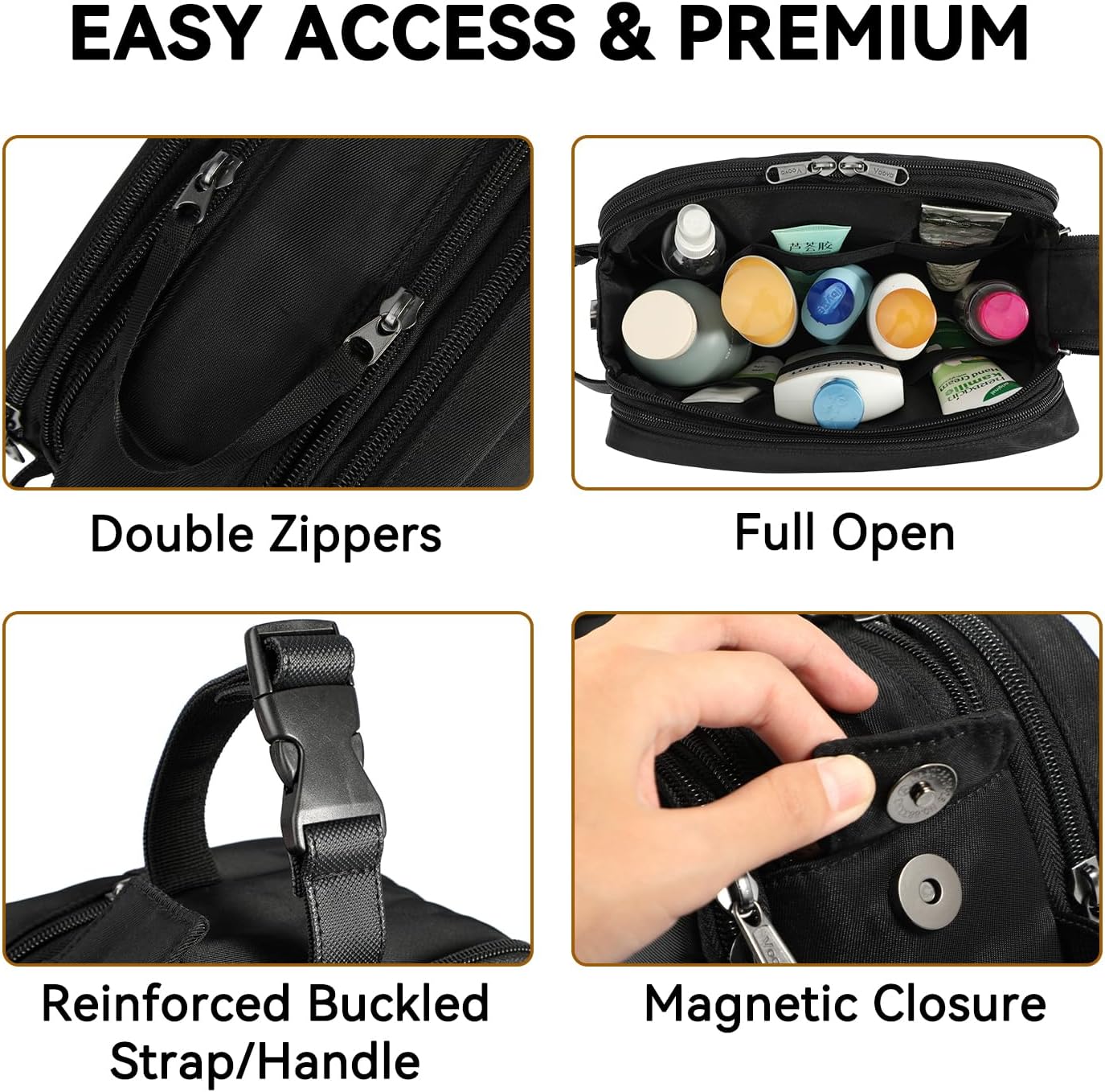 Voova Travel Toiletry Bag for Men Women, Hanging Dopp Kit Water Resistant Shaving Bag for