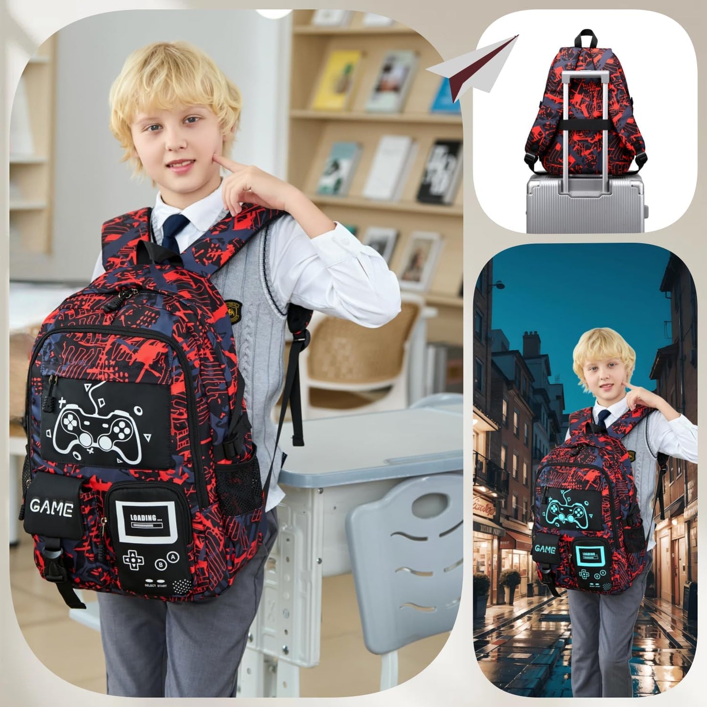 Boys School Backpack Kids Bookbag Elementary Middle Durable Waterproof Bags