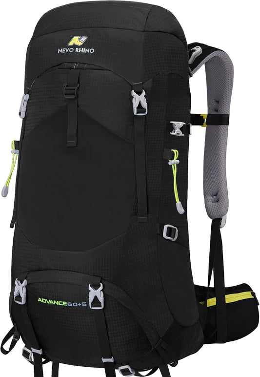 N NEVO RHINO Internal Frame Hiking Backpack 50/60/65/70/80L, Mountain Climbing Camping Backpack Daypack Waterproof Rain Cover