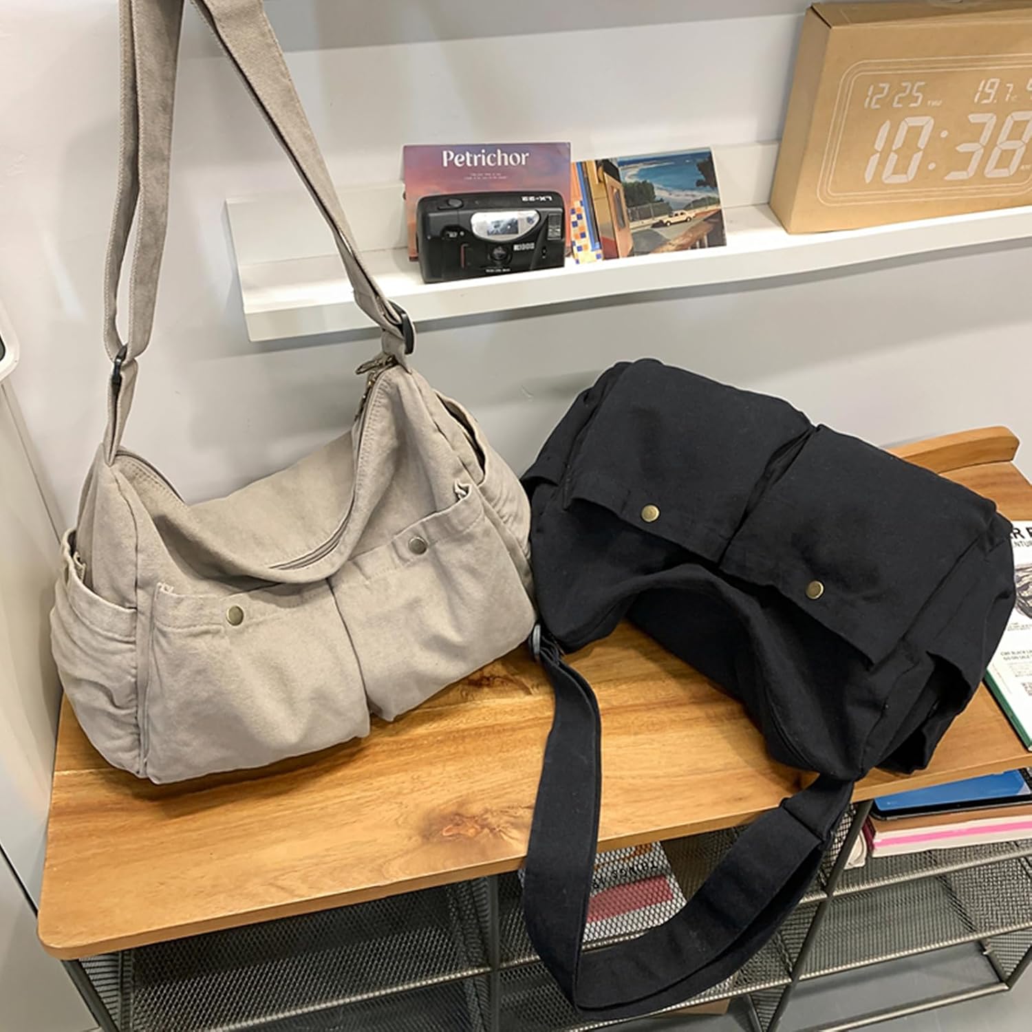 Canvas Messenger Bag Cute Crossbody Tote Bag Shoulder for Women Men for School Aesthetic Hobo with