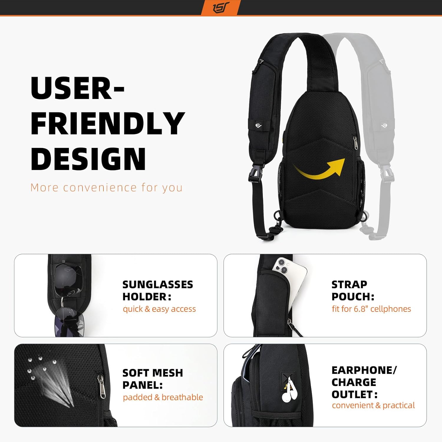 SKYSPER Sling Bag RFID Crossbody Sling Backpack Cross Body Shoulder Bag Travel Hiking Daypack for
