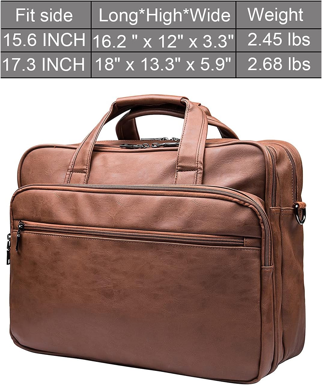 seyfocnia Leather Laptop Bag, Men's 15.6 Inche 17.3 Inche Messenger Briefcase Business Satchel