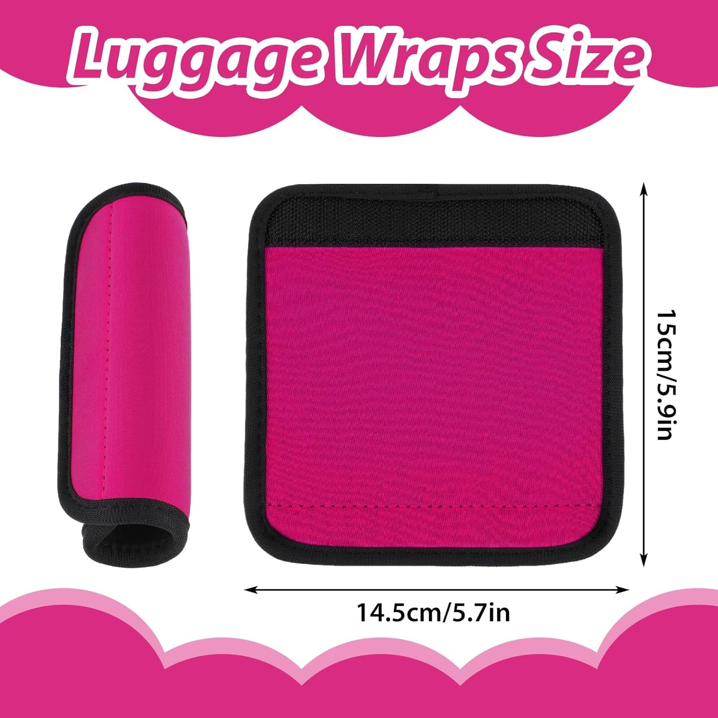 2 Pack Luggage Handle Wraps for Suitcase, Bright Color Comfort Soft Handle Covers Suitcase Luggage Handle Wrap Luggage Tag Wraps Travel Accessories (Rose Red)