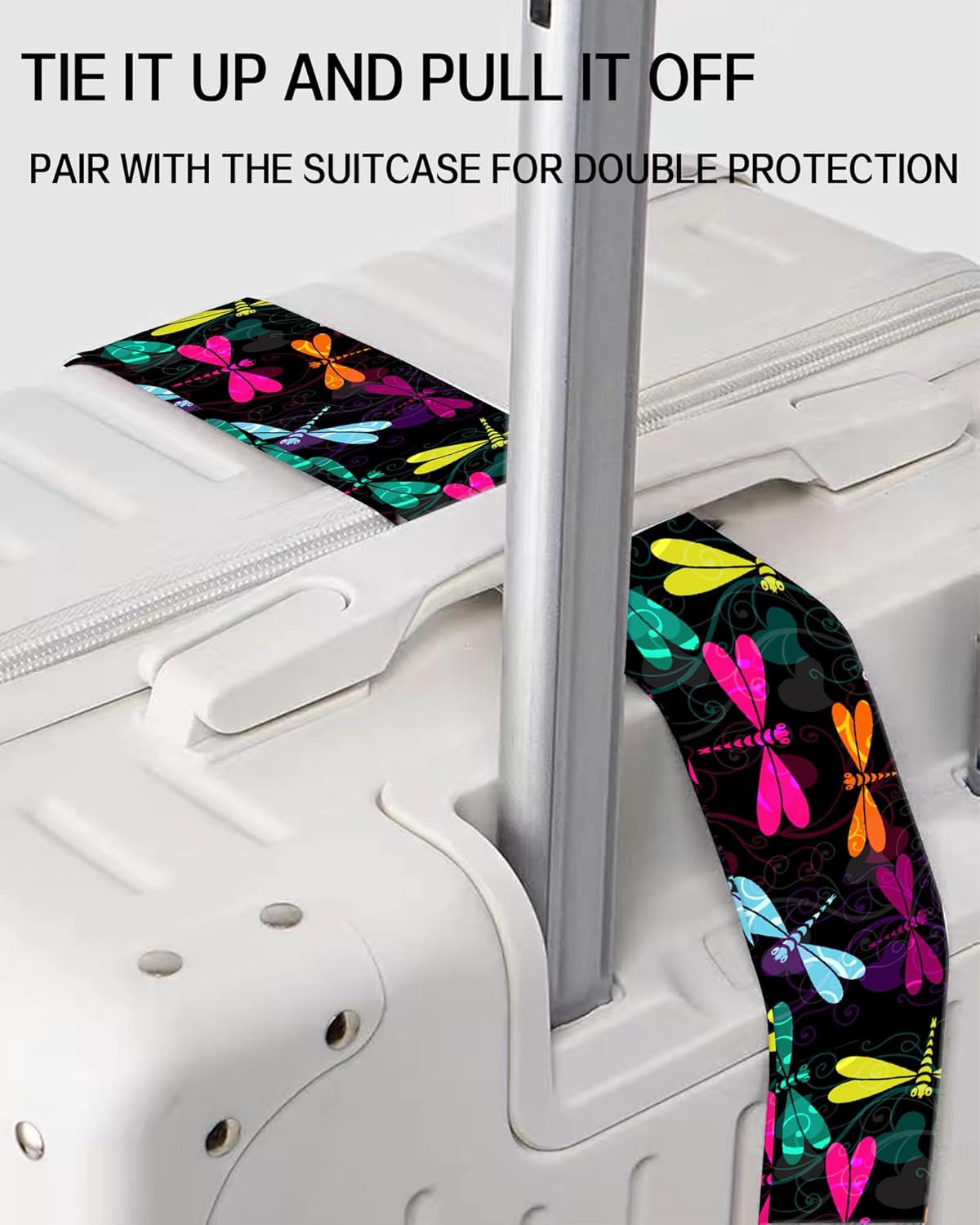 Luggage Straps for Suitcases, Adjustable Travel Belt, Durable Wide Luggage Strap, Cute Suitcase Strap Identifiers with Buckle, Bag Straps for Luggage, Colorful Dragonfly