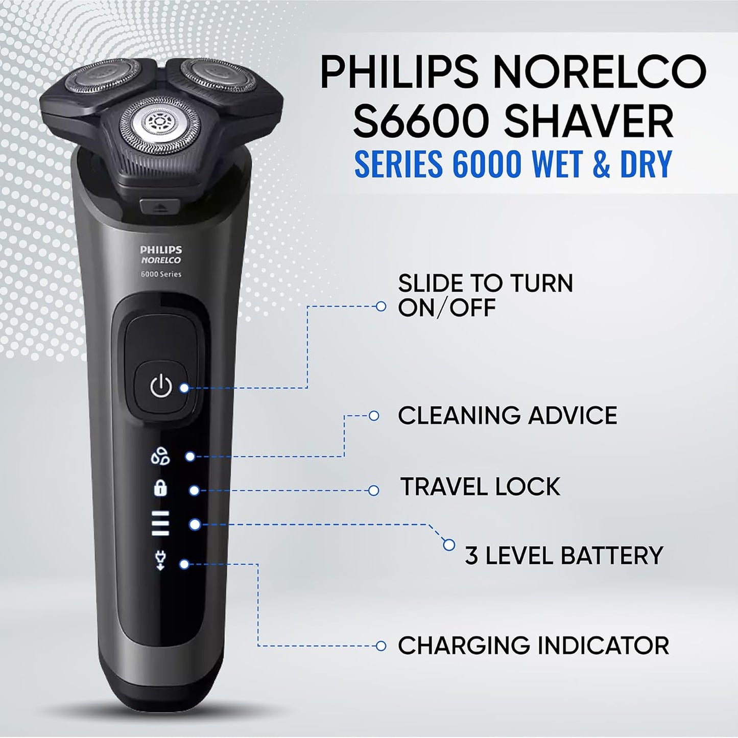 Philips Norelco Electric Shavers for Men, Rechargeable Wet/Dry Electric Shaver with SenseIQ Technology, Cordless Electric Razors for Men with Pop-up Trimmer, Travel Case
