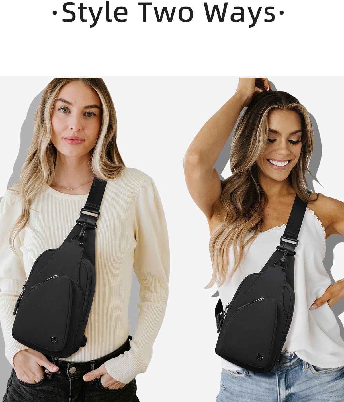 WESTBRONCO Small Sling Bag for Women Nylon Crossbody Sling Backpck Lightweight for Travel Casual Daily