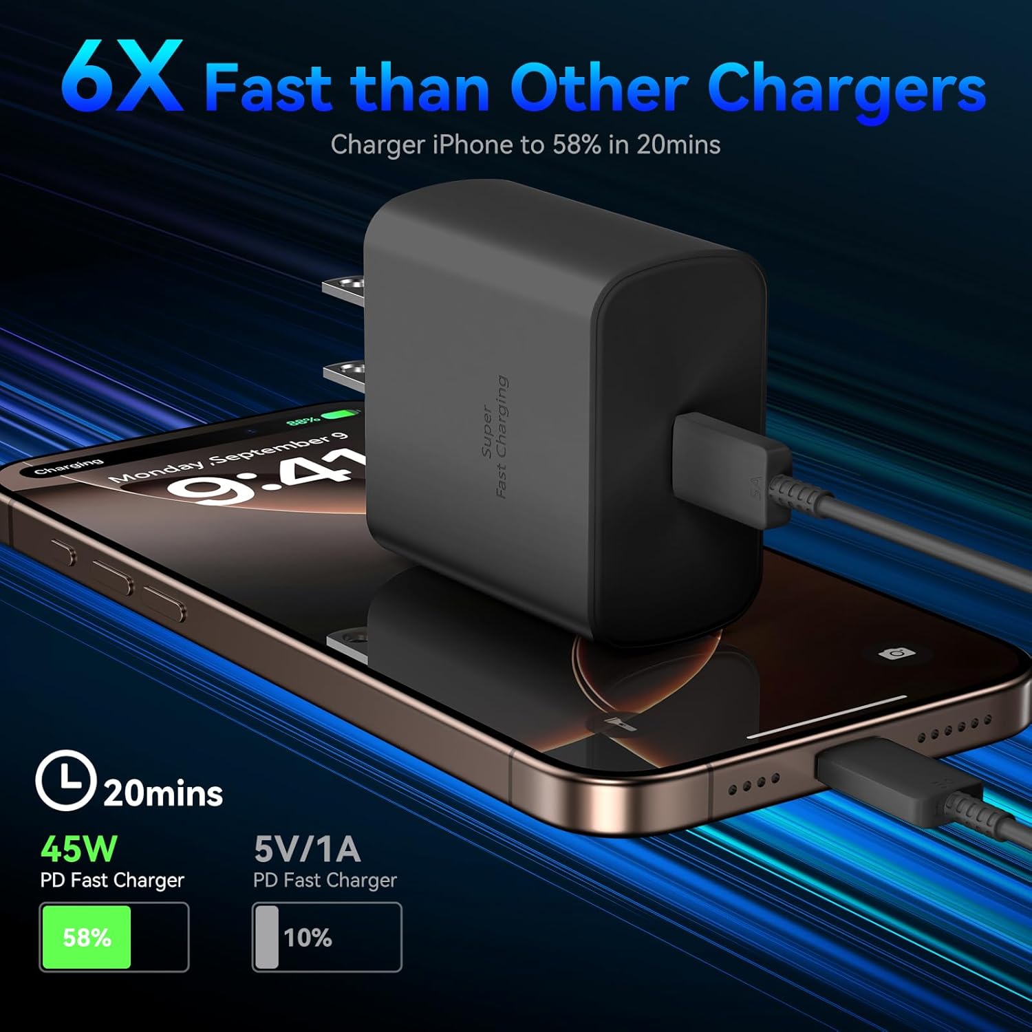 iPhone 17 16 15 Charger Fast Charging PD 45W, 10 FT USB C Cable iPhone 17/16/15 Pro max Charging