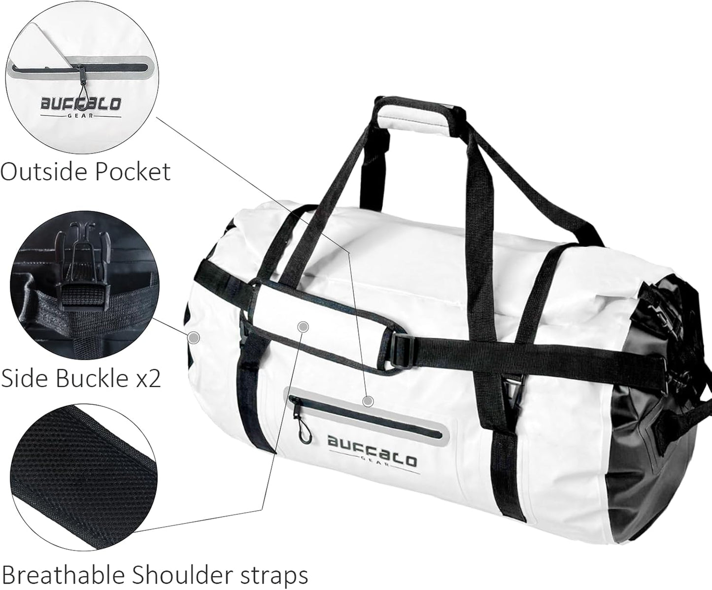 Buffalo Gear Waterproof Duffle Bag 40L 60L 80L Roll-top Dry Bag Heavy Duty Waterproof Duffel Travel