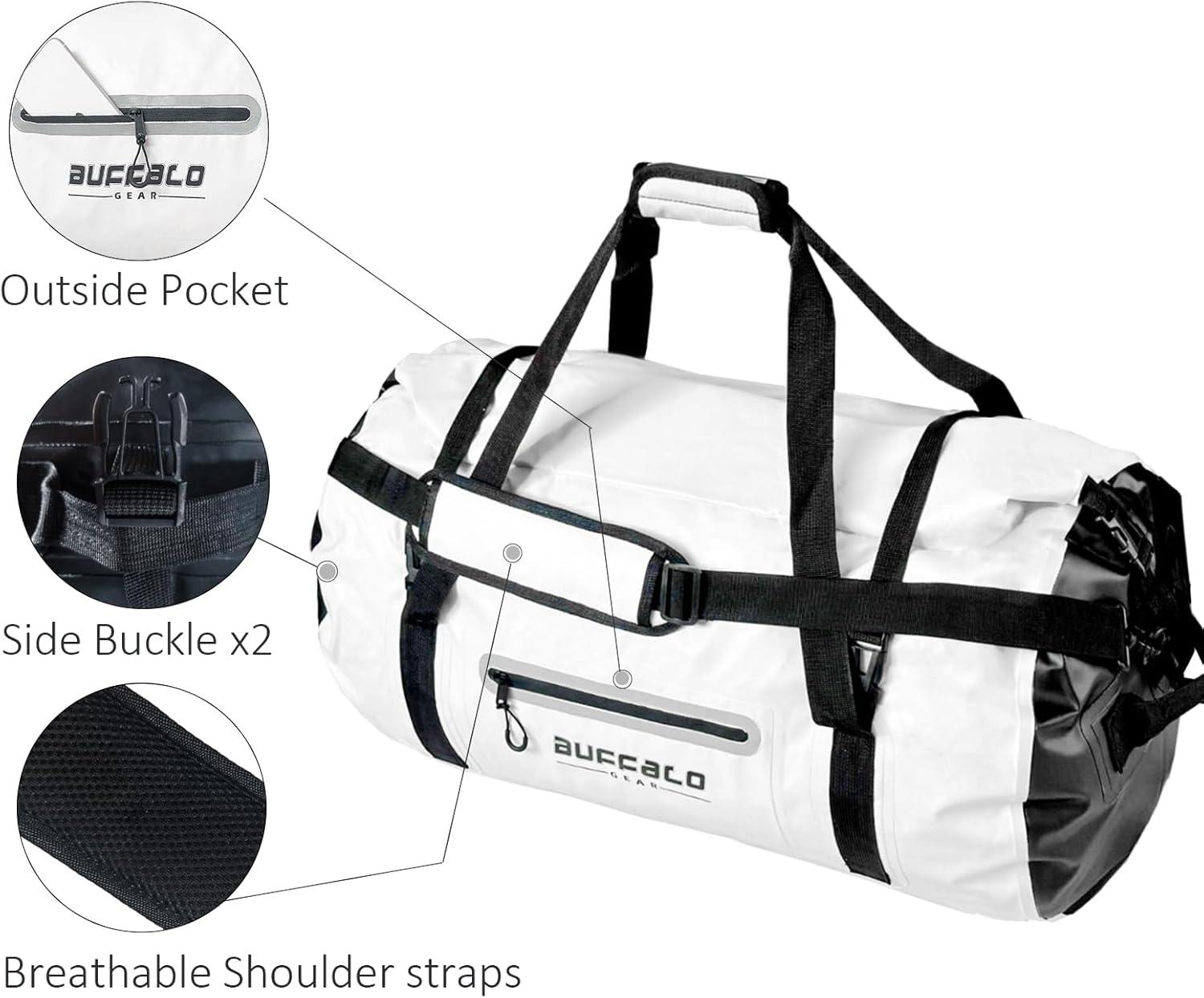 Buffalo Gear Waterproof Duffle Bag 40L 60L 80L Roll-top Dry Bag Heavy Duty Waterproof Duffel Travel