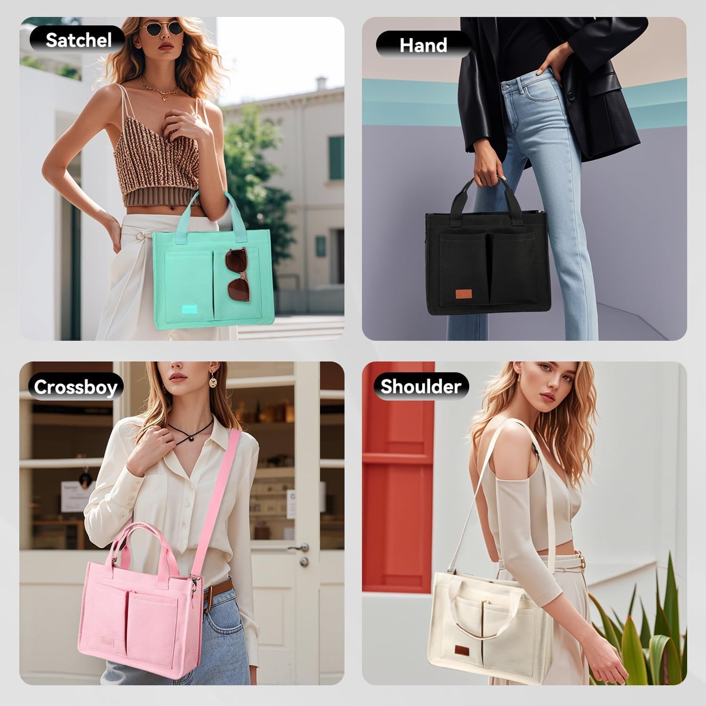Voova Large Canvas Tote Bag for Women, Womens Laptop Work Bags Crossbody Purse Handbag Shoulder Travel Messenger Totes