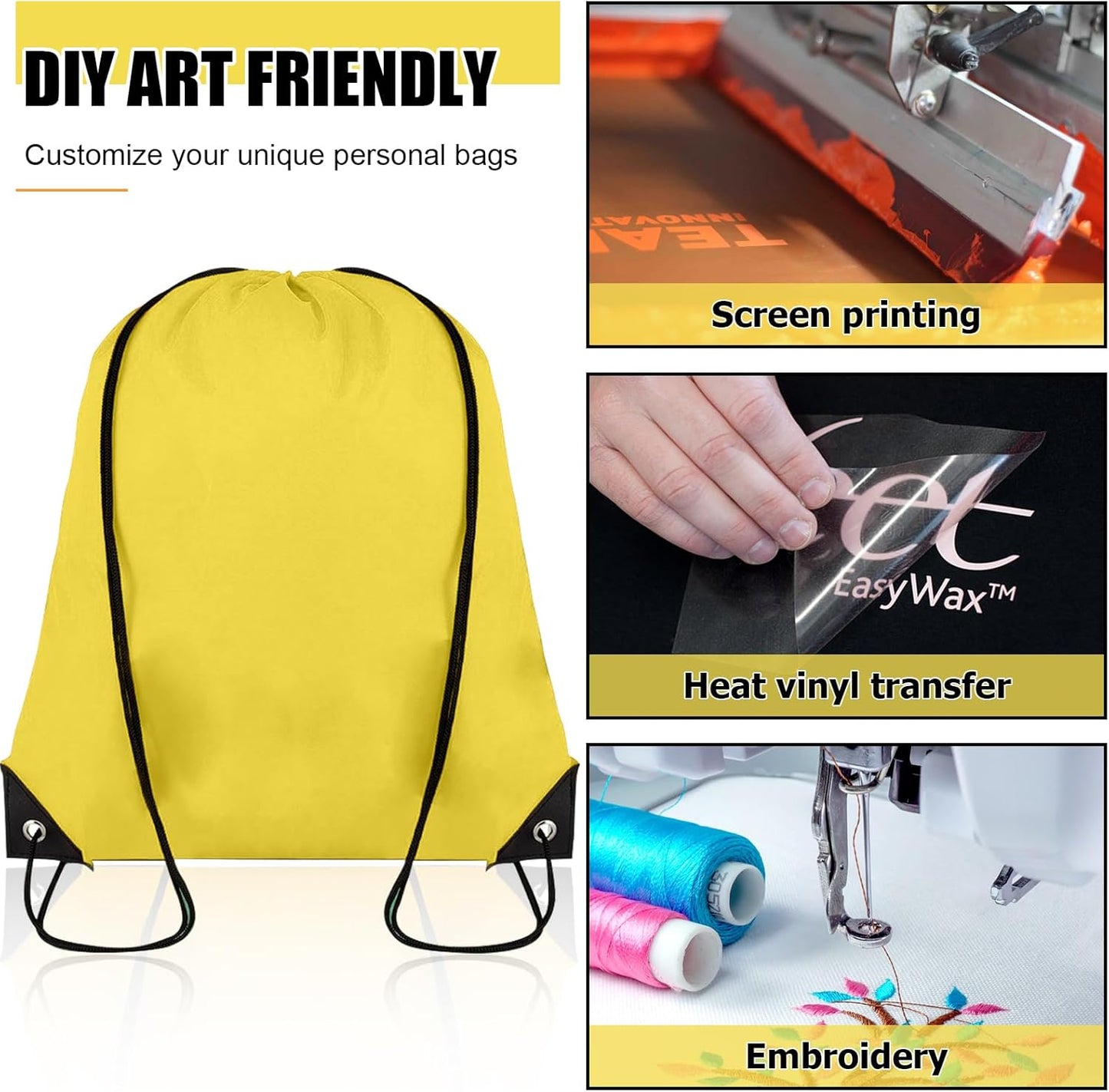 20 Pieces Drawstring Backpack Bulk Cinch Sackpack Ployster Drawstring Bags for Gym Party Trip(Yellow)