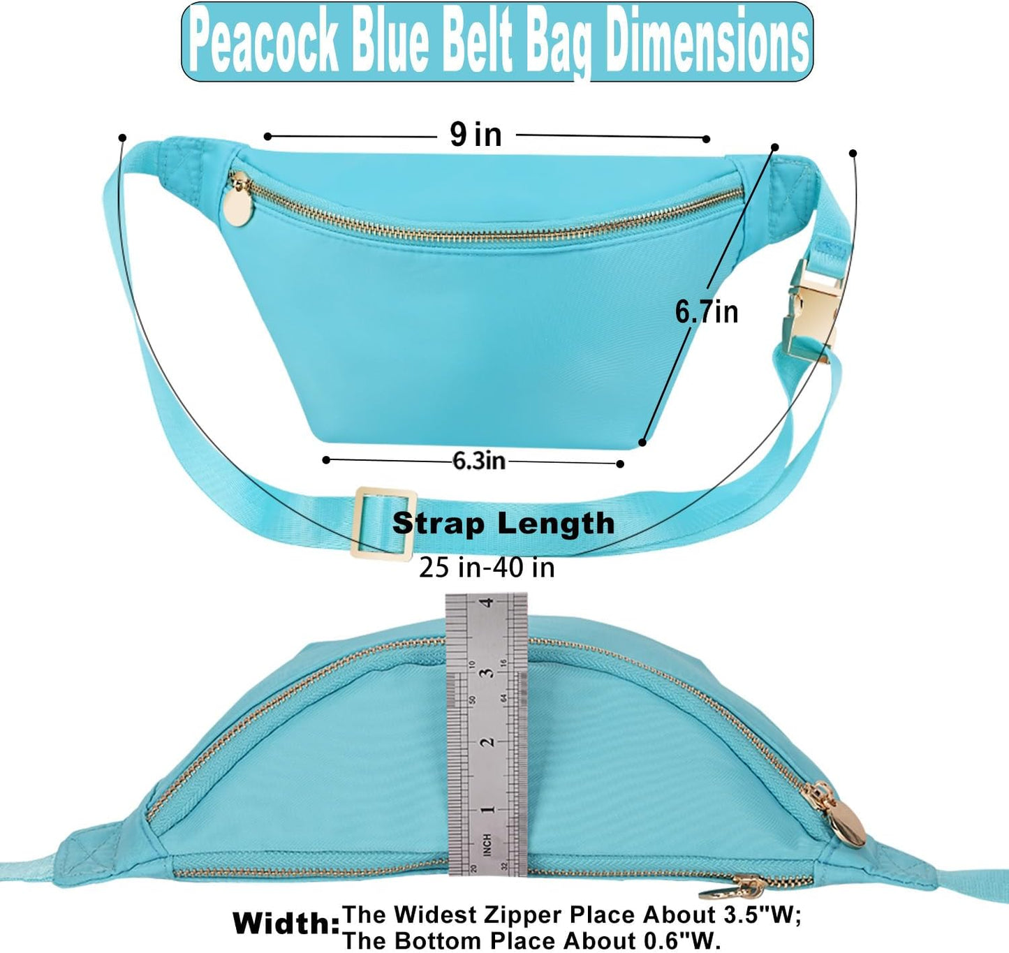 Crossbody Bags for Women Fanny Pack Everywhere Belt Bag Fashion Nylon Waist Pack (Peacock Blue)