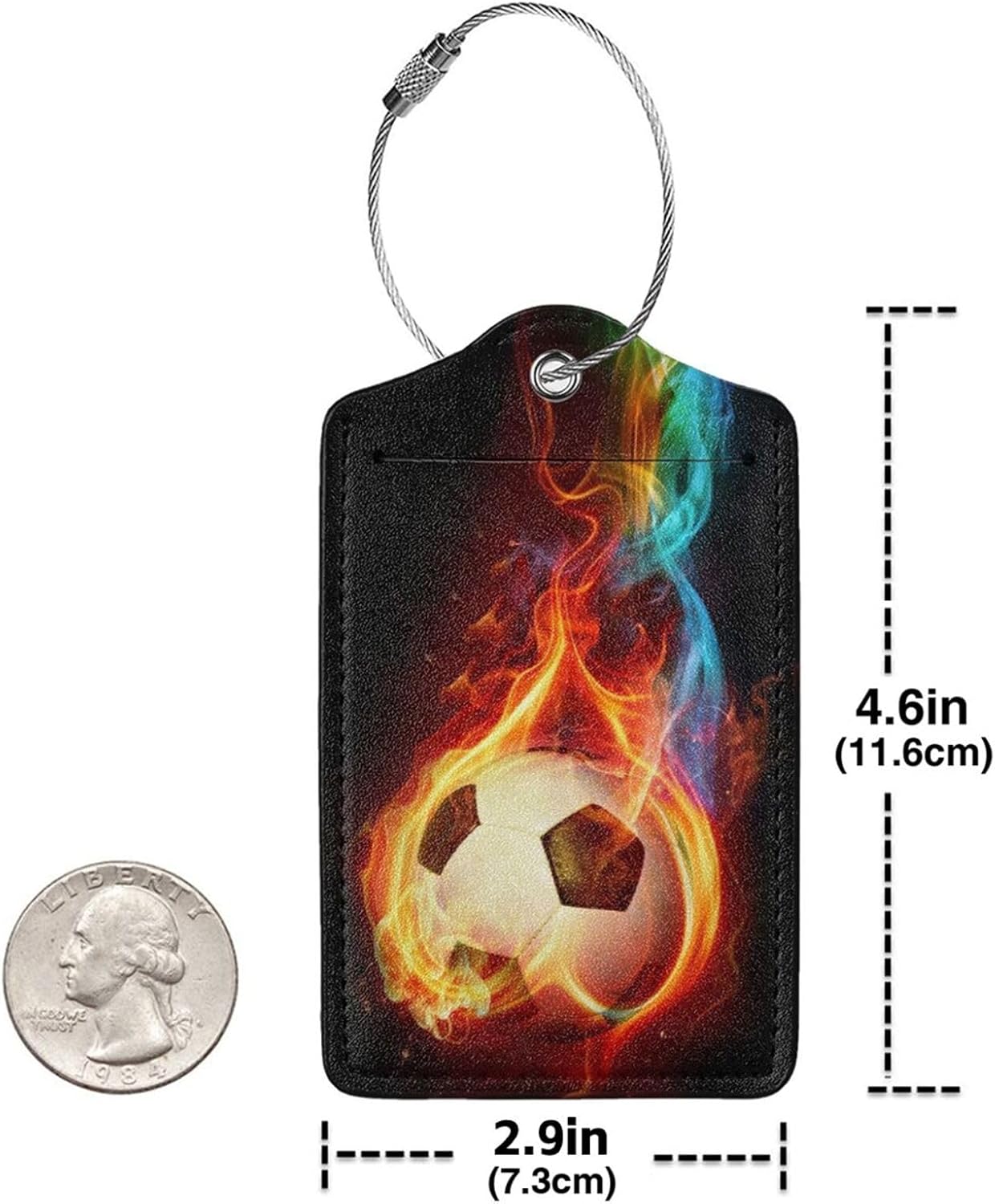 2 Pack Luggage Tags for Suitcase, Privacy Cover ID Label with Stainless Steel and Address Card for Travel Bag Backpack Cruise Ship Essentials Tag Men Boys - Cool Soccer