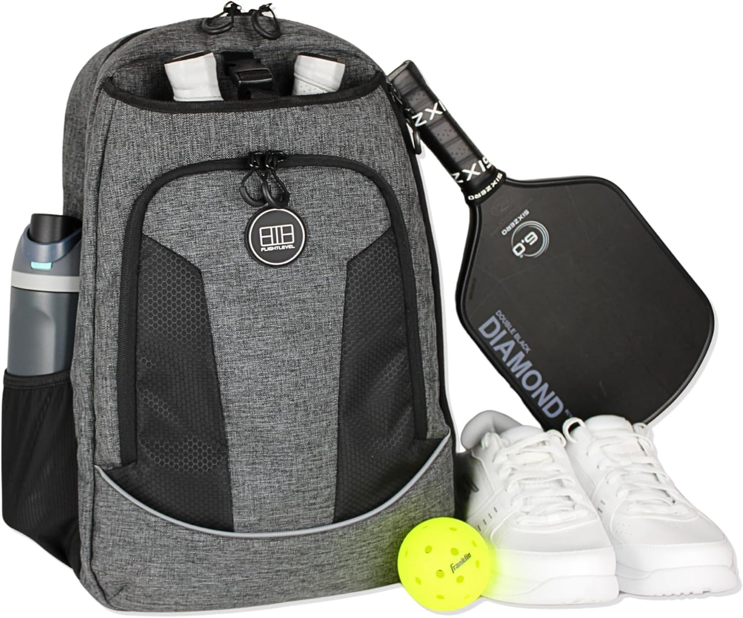 Flight Level Pickleball Backpack - Pickleball Bag for Men and Women - Fits 4 Paddles - Shoe Compartment, Fence Hook, Storage Pockets for Water Bottles, Pickleballs, Clothing, Racquet/Paddle Storage