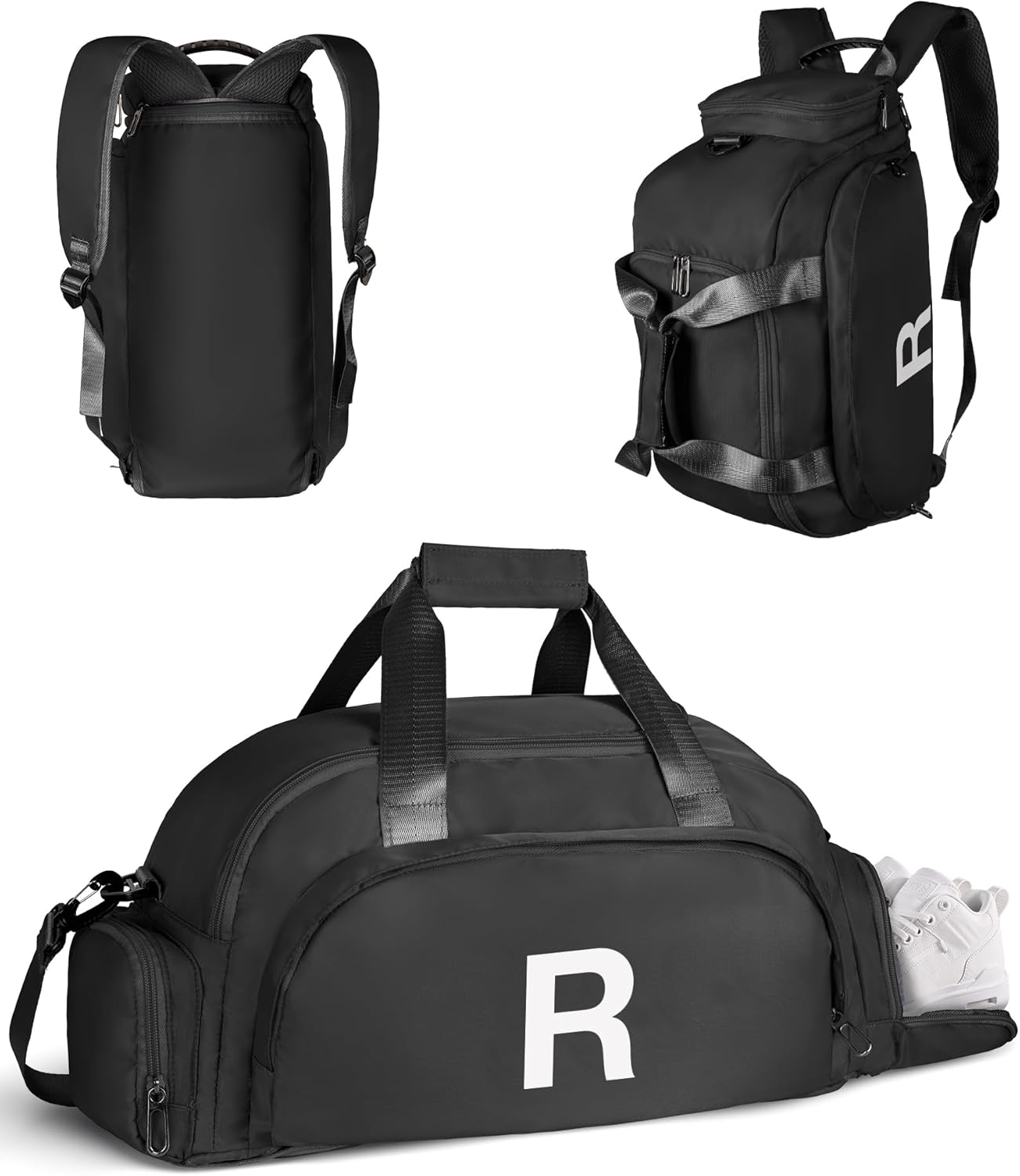 Teen Girl Gift Trendy Stuff, Initial Gym Bags with Shoe Compartment, Dance Bag for Girls, Monogram Kid Overnight Bags, Travel Duffel-Perfect for Ballet Sport Yoga Gymnastics (Letter R)