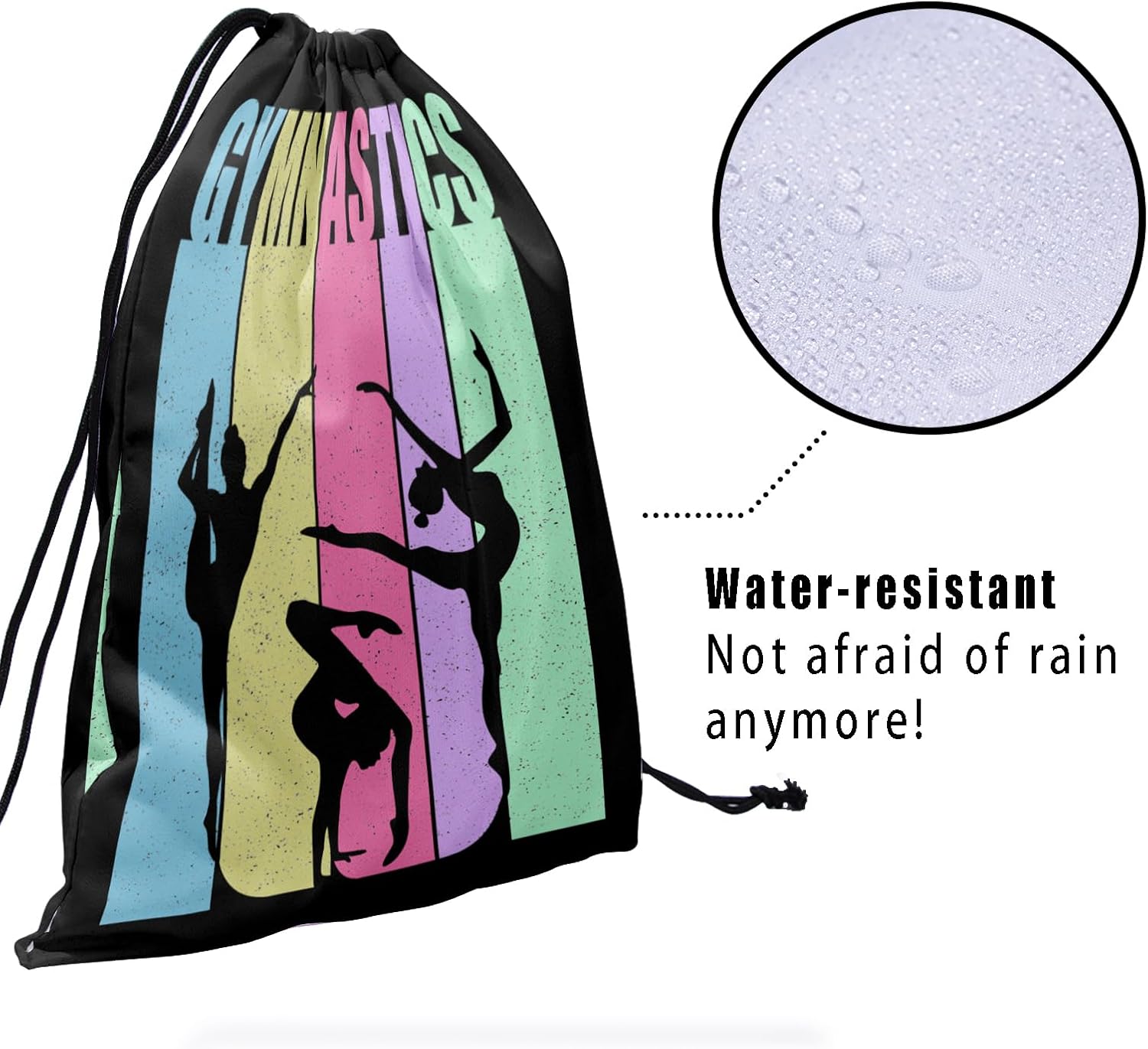 Vintage Colorful Gymnastics Grip Bag Gymnast Women Gym Drawstring Bag Decor Athlete String Bag
