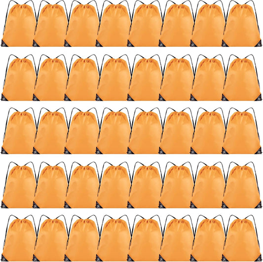 40 Pieces Drawstring Backpack Bulk Cinch Sackpack Ployster Drawstring Bags for Gym Party Trip(Orange)