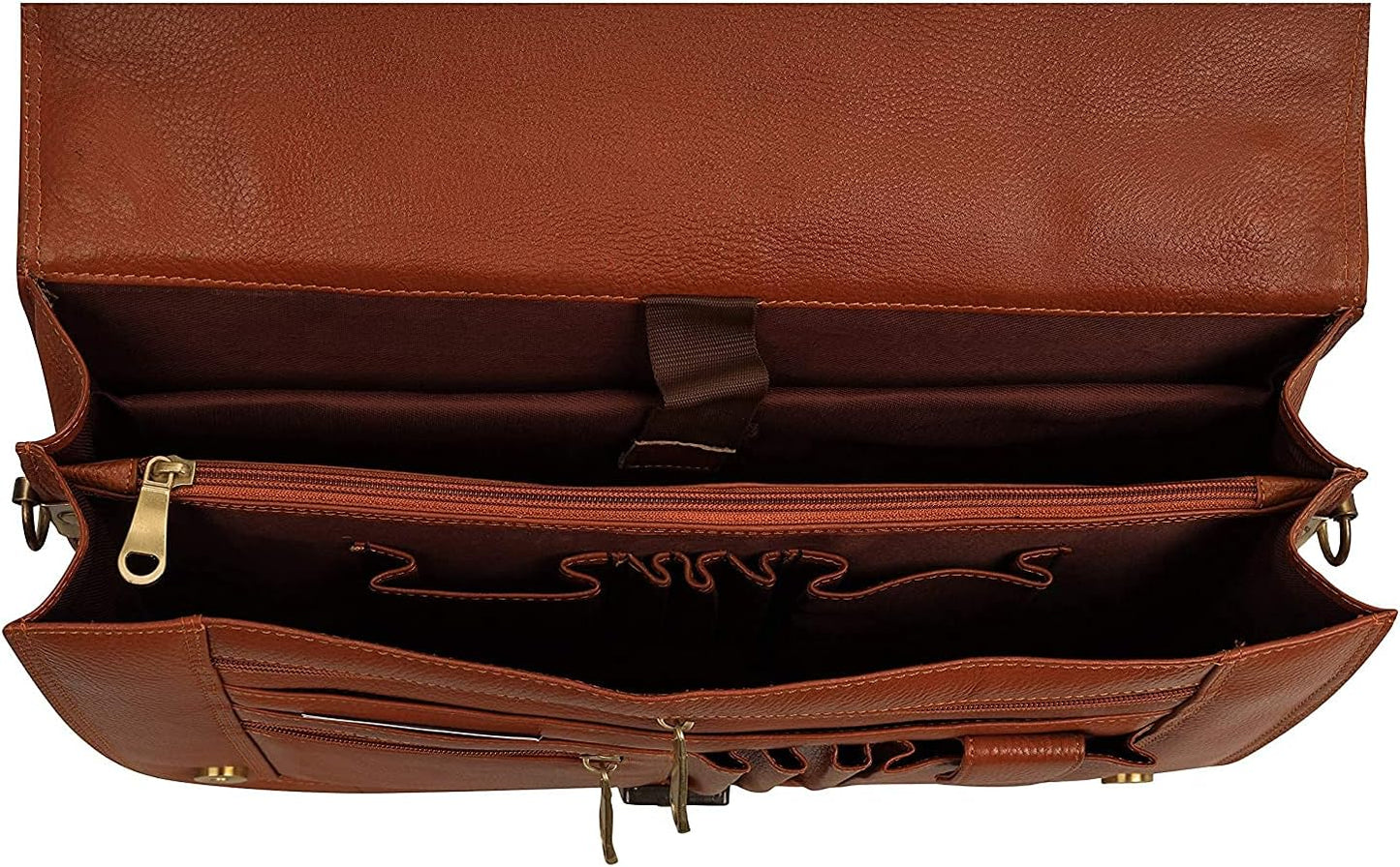 DA LV Full Grain Leather Laptop Briefcases Men Top Choice Gifts Laptop Bag Office Work 16'' Vintage Handmade Brass Hardware
