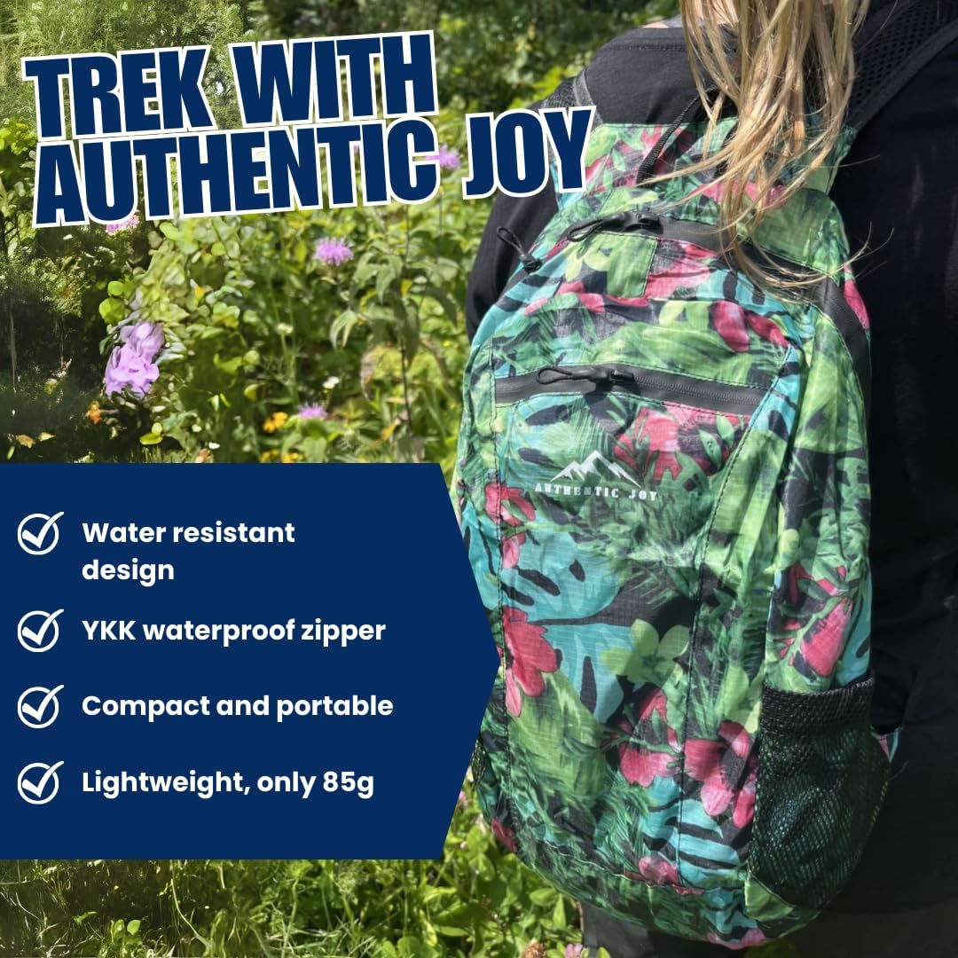 Authentic Joy 20L Water Resistant Lightweight Hiking Daypack, Packable Backpack, Multiple Colors (Lake Blue)