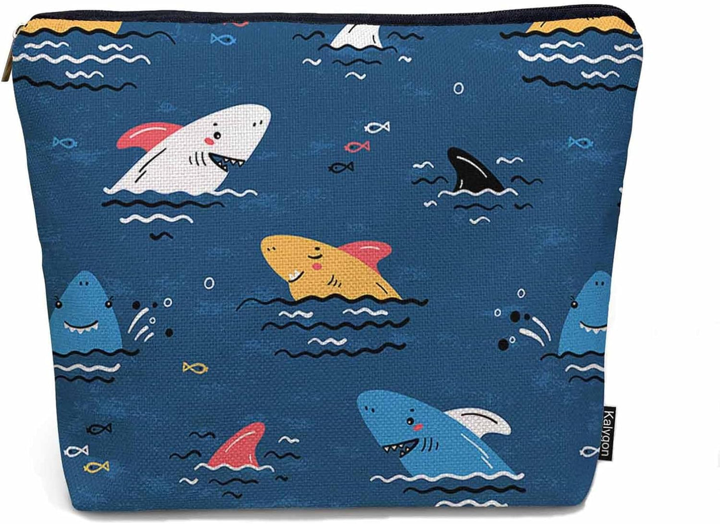 Shark Cosmetic Bags For Women, Cute Ocean Sea Wildlife Sharks Blue Roomy Makeup Bag Toiletry Bag Accessories Organizer Storage Bags Makeup Pouch For Travel Business Gym Camping Bathroom
