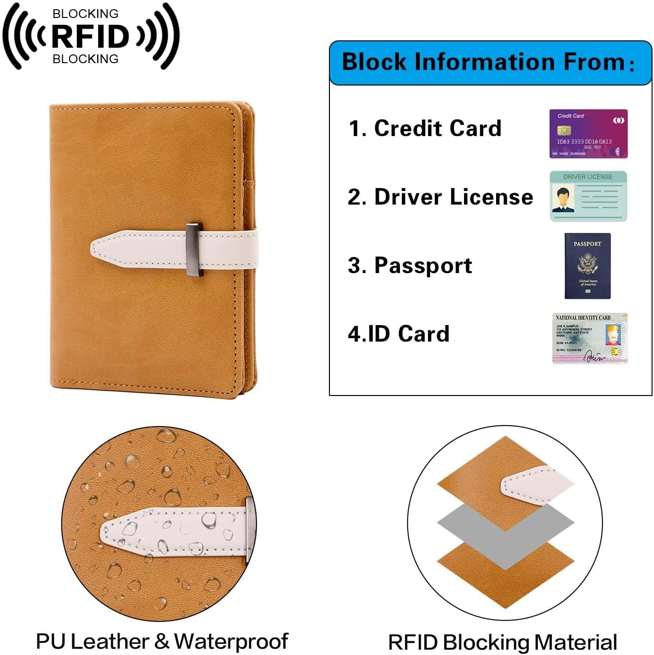 Passport Holder with Airtag for Women/Men,Airtag Passport Wallet for Travel,Cute Passport Holder Rfid Blocking,Travel Wallet for Cards Passport Cover Case (Coffee)