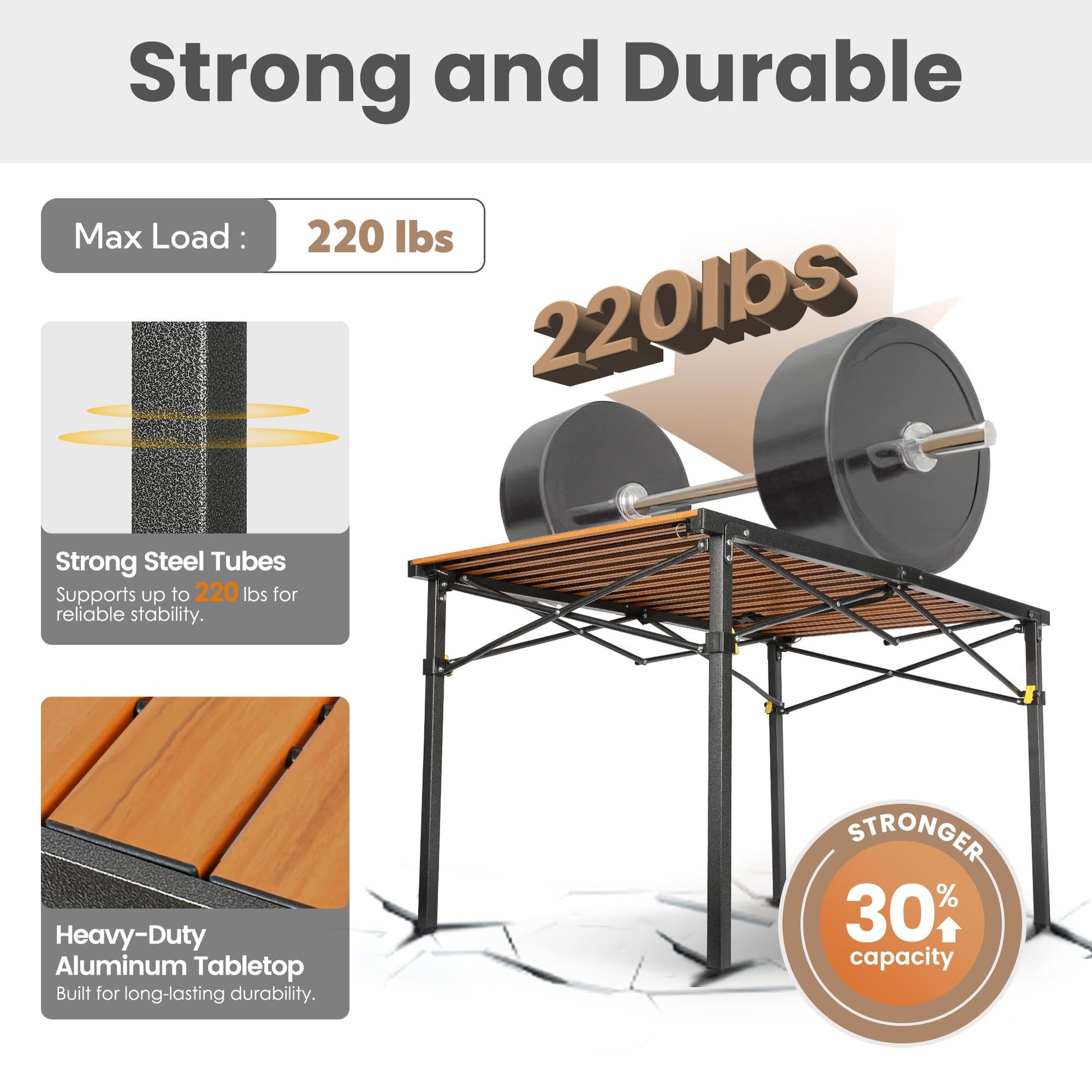 Join Nature 46.4" Large Camping Table for 2-6 People, Heavy Duty Foldable