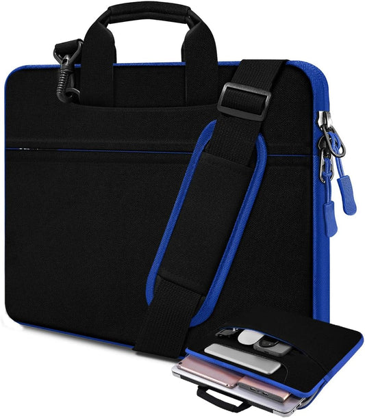Laptop Case 13.3 inch Shoulder Bag, Computer Slim Briefcase with Strap Compatible with MacBook Air/Pro 13 / Pro 14, XPS 13/14, HP Dell ASUS Lenovo and Most 13-14 inch Notebooks,Black blue